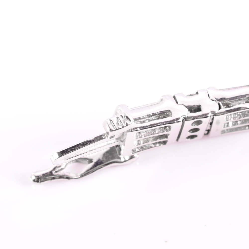 14K White Gold 6.00 CTW Diamond Line Bracelet