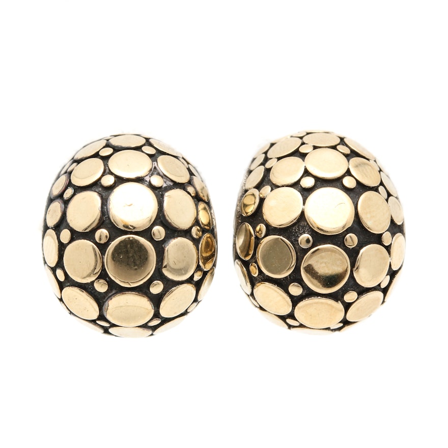 John Hardy "Buddha Belly" Sterling Silver Earrings with 18K Yellow Gold Accents