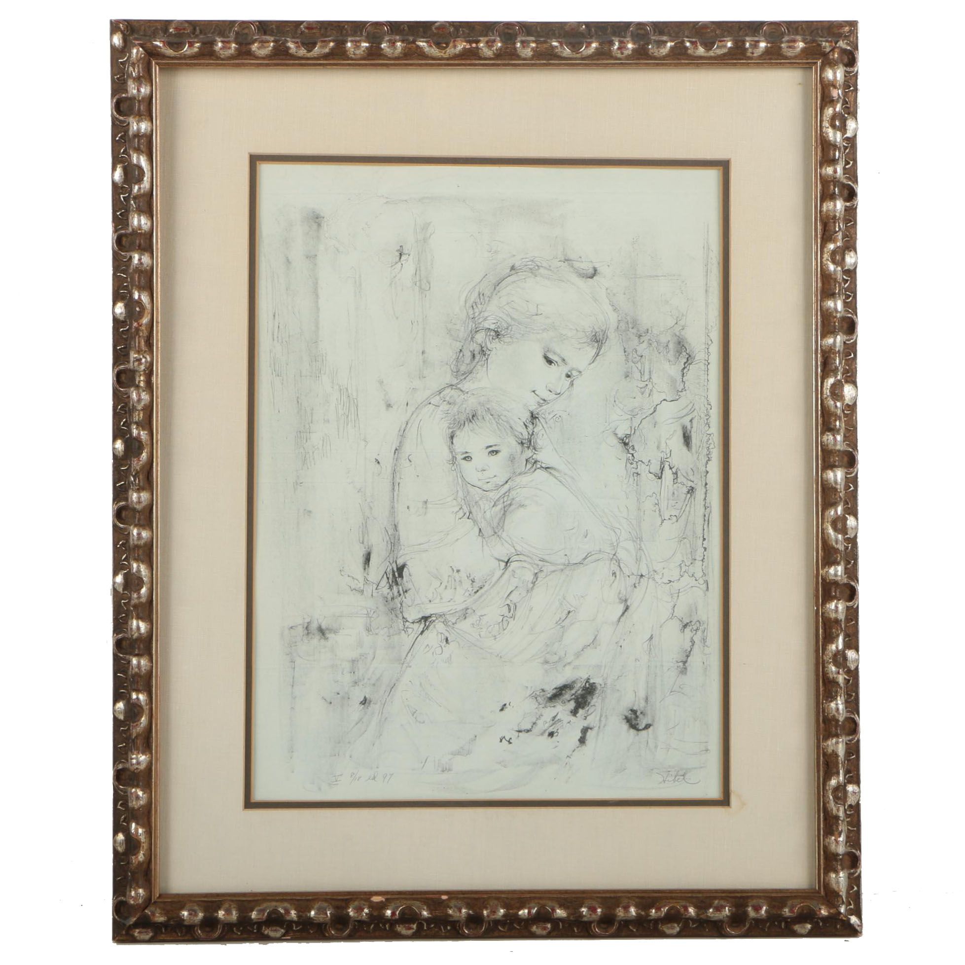 Edna Hibel Limited Edition Lithograph of a Mother and Child
