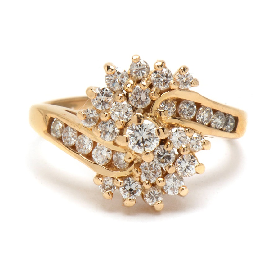 18K Yellow Gold Diamond Cluster Ring