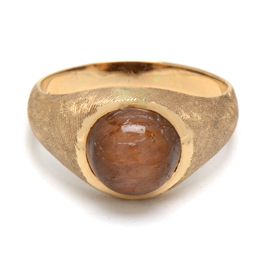 14K Yellow Gold Brown Sapphire Ring