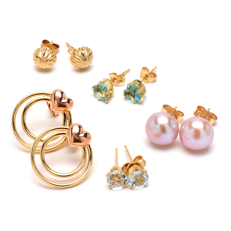 Five Pairs of Gold Earrings