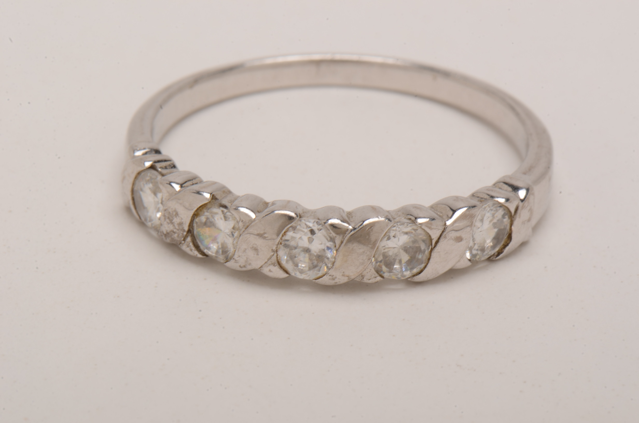 Three Sterling Silver Rings With Cubic Zirconia