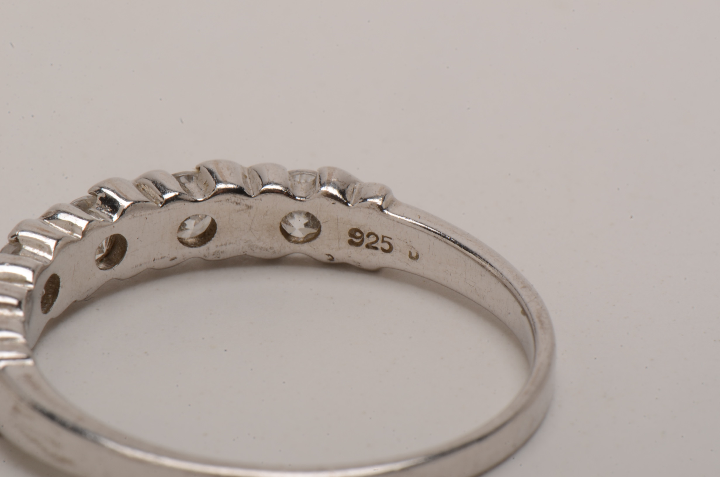 Three Sterling Silver Rings With Cubic Zirconia