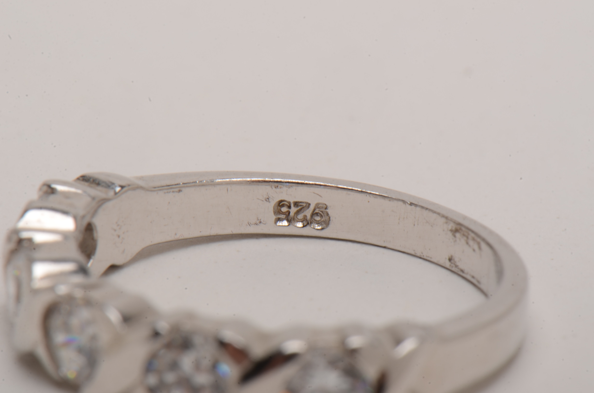 Three Sterling Silver Rings With Cubic Zirconia