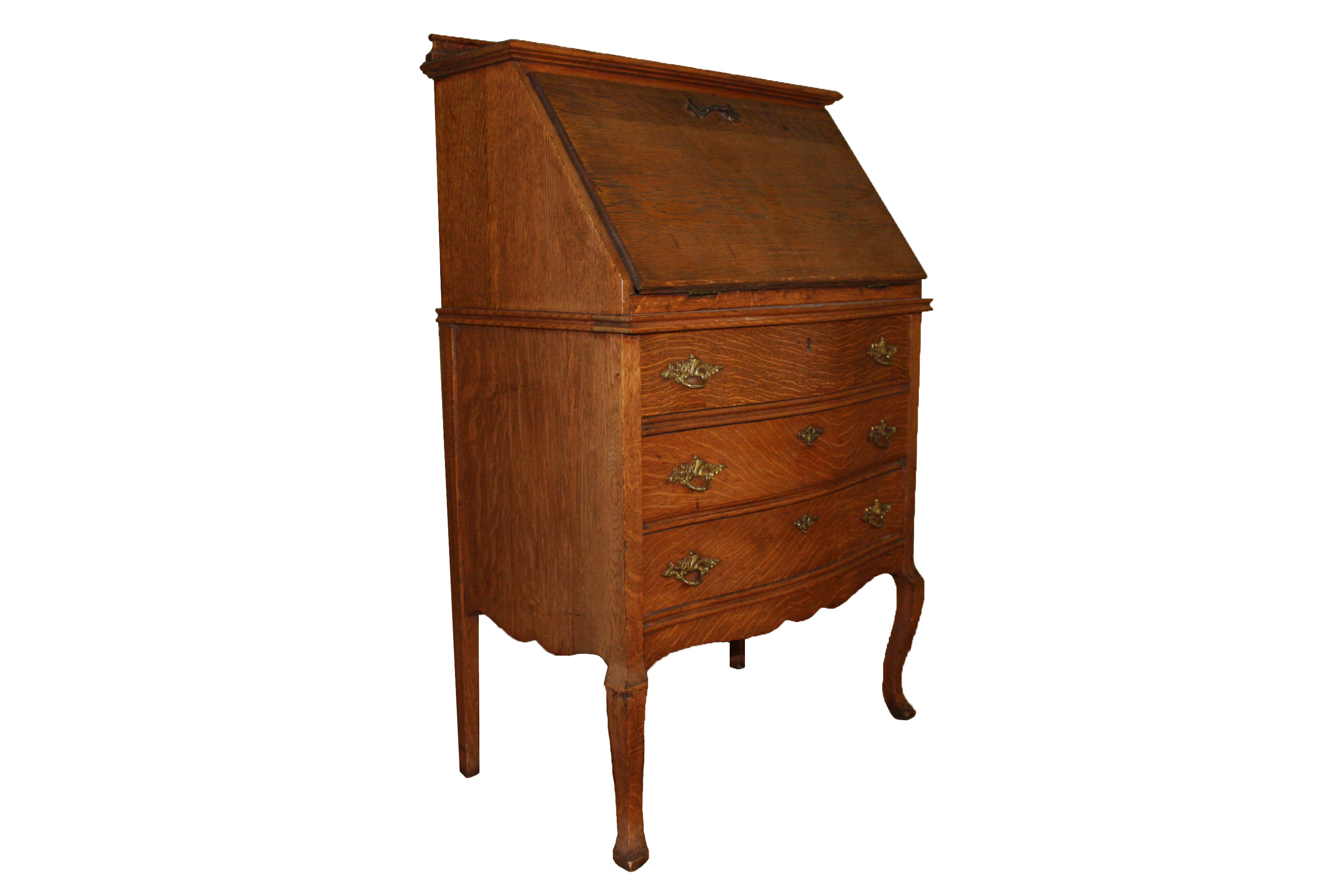 Vintage Oak Slant Front Secretary Desk