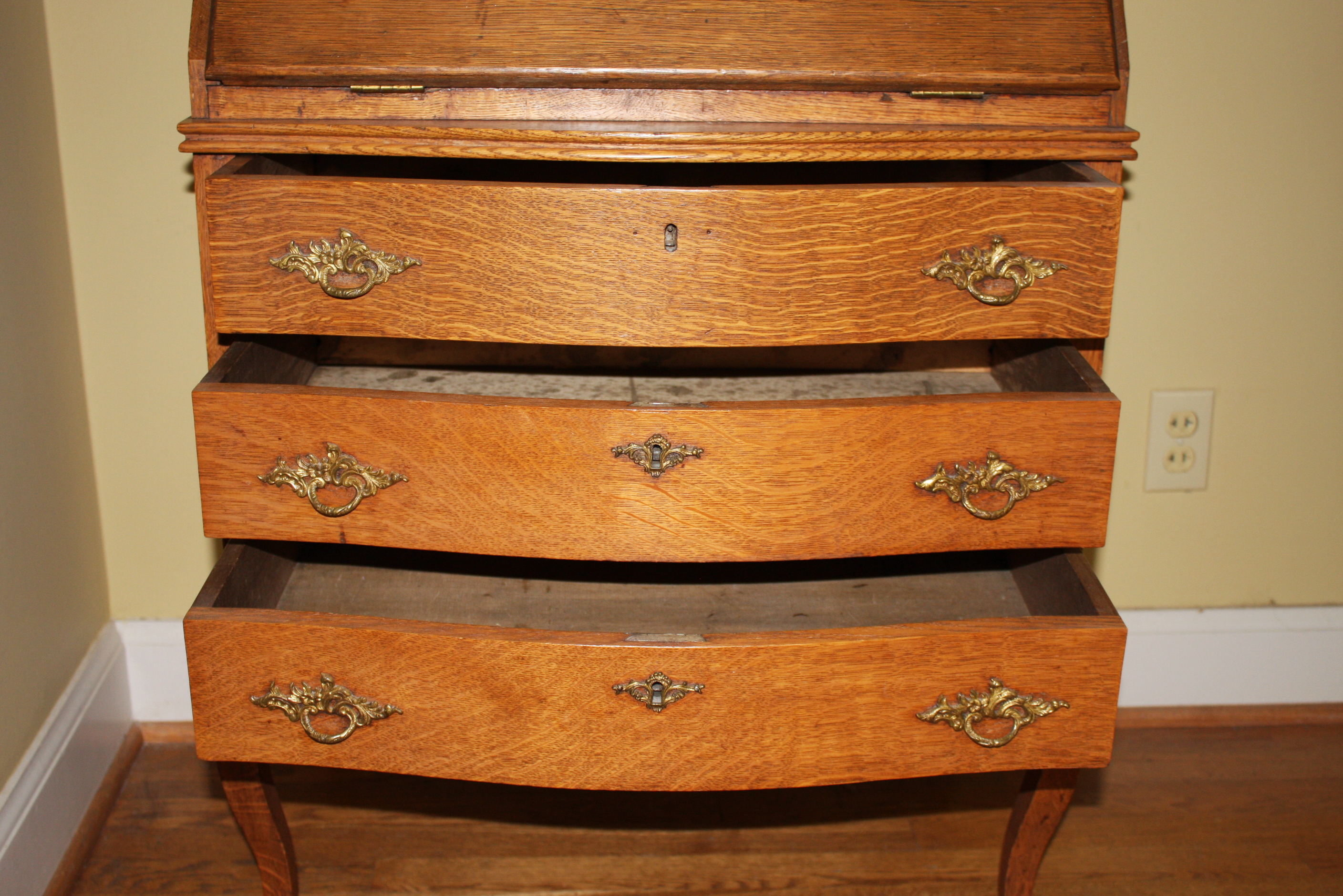 Vintage Oak Slant Front Secretary Desk