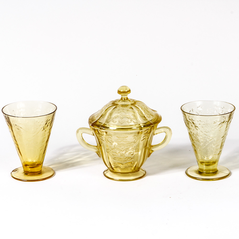 Assortment of Federal Glass "Madrid Amber" Tableware