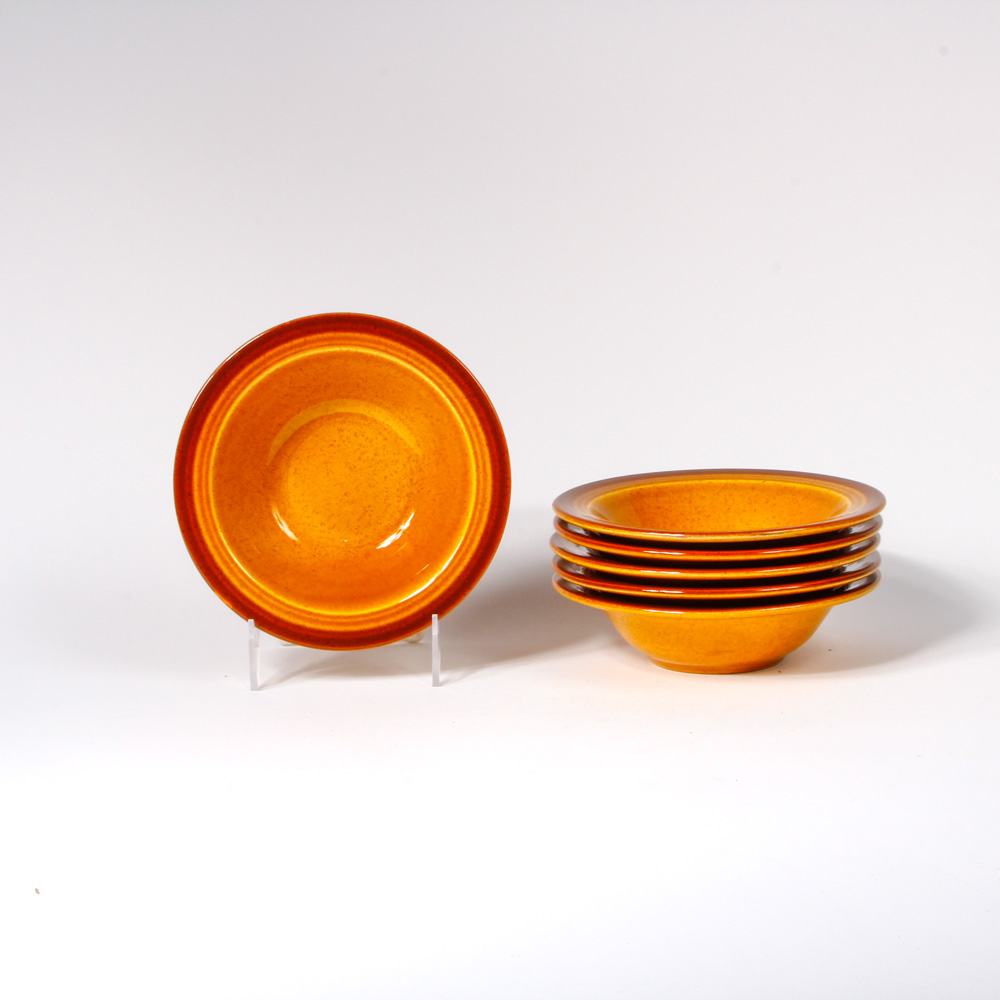 Group of Vintage Amber Gold-Colored Ceramic Tableware