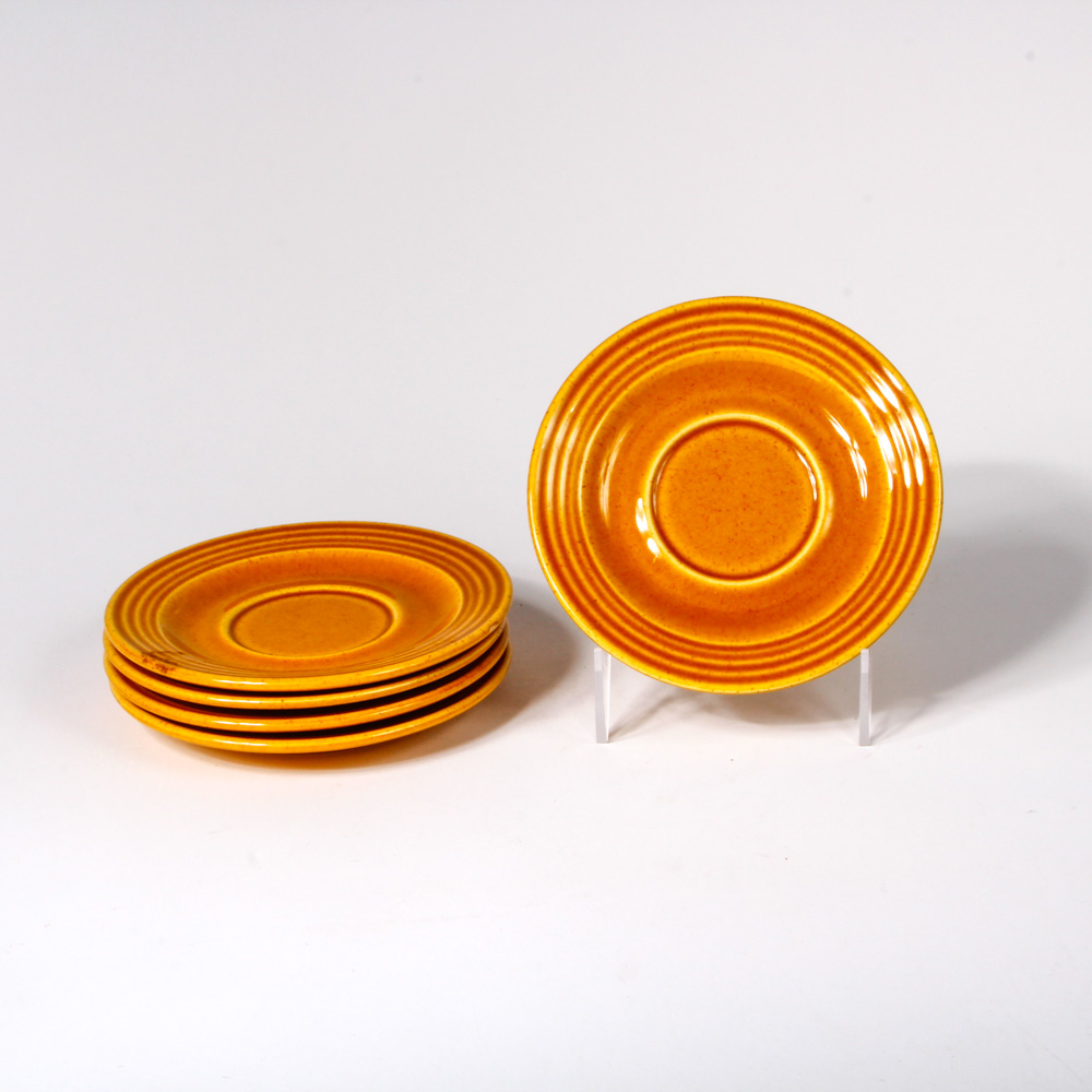 Group of Vintage Amber Gold-Colored Ceramic Tableware