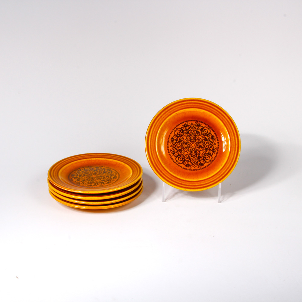 Group of Vintage Amber Gold-Colored Ceramic Tableware