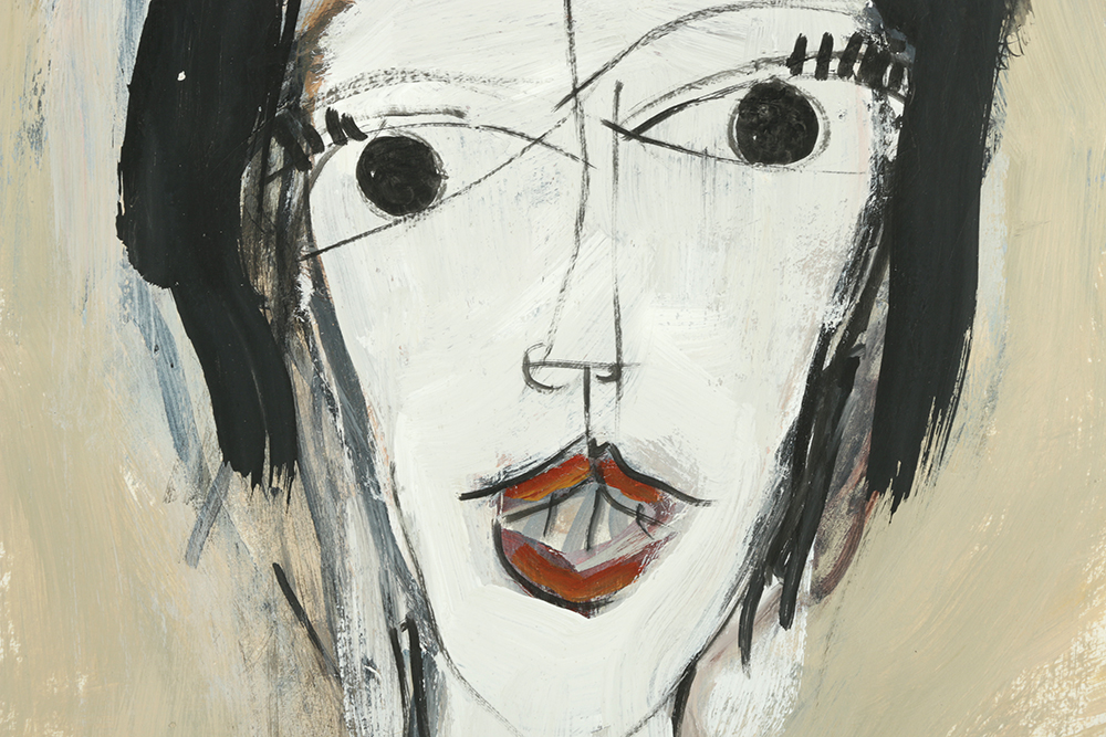 Ronald Ahlström Assorted Mixed Media Works on Paper of Abstract Portraits