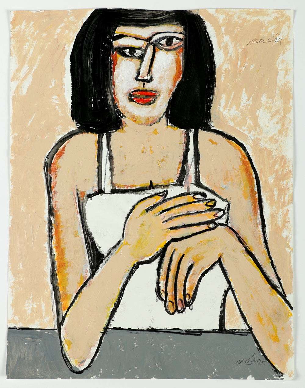 Ronald Ahlström Assorted Mixed Media Works on Paper of Abstract Portraits