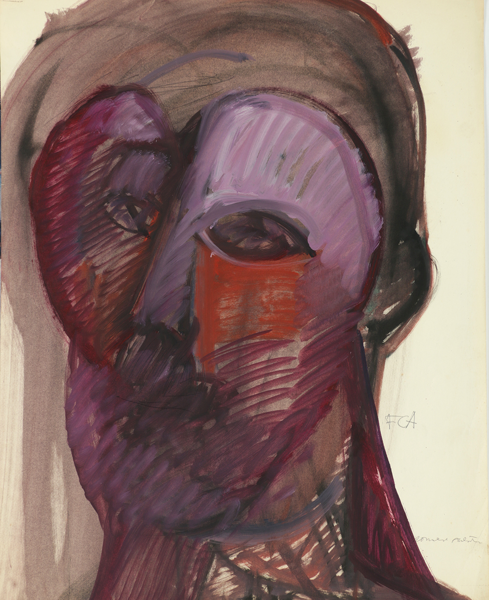 Ronald Ahlström Variety of Acrylic Paintings on Paper of Abstract Portraits