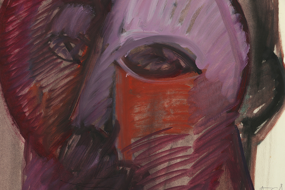 Ronald Ahlström Variety of Acrylic Paintings on Paper of Abstract Portraits