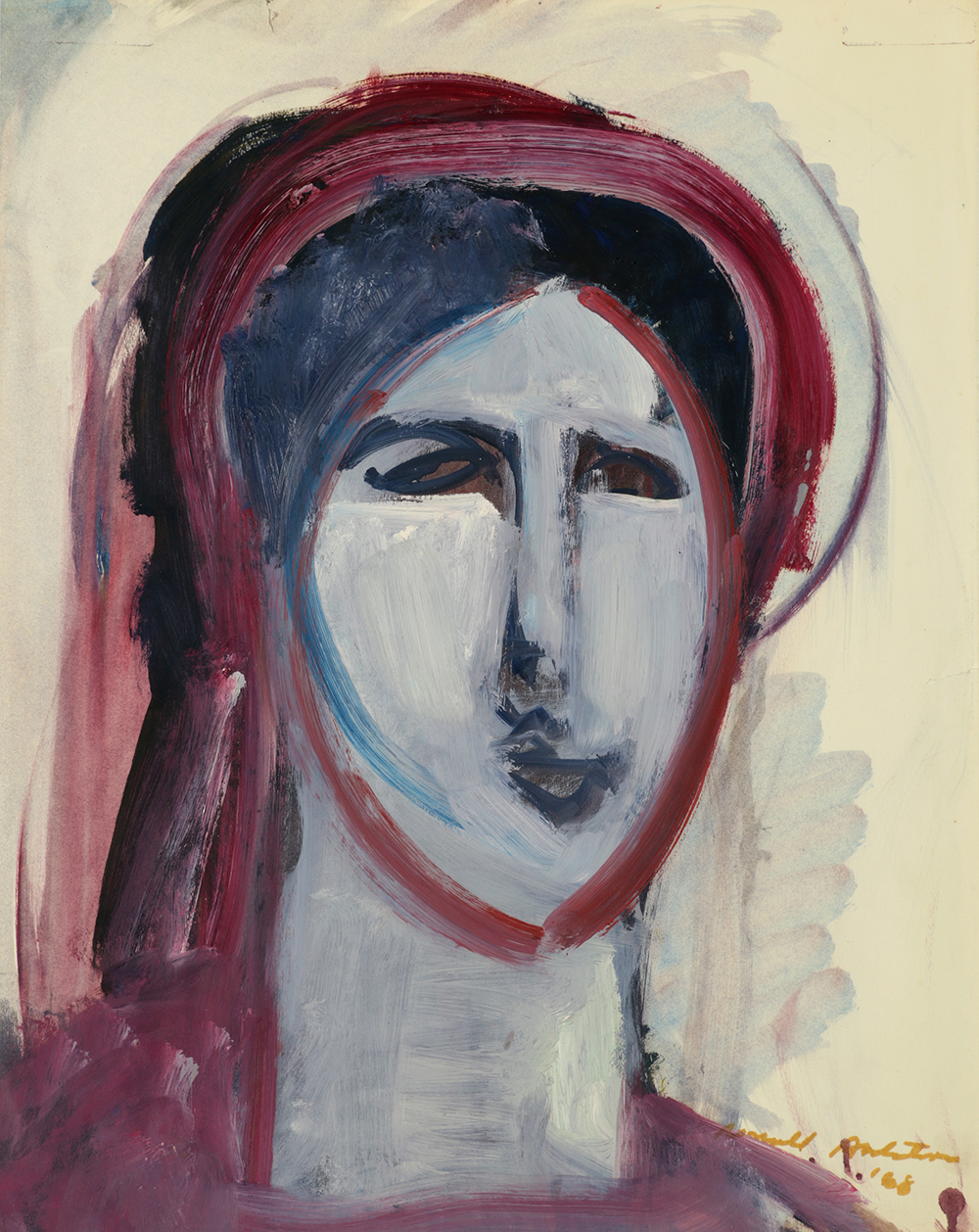 Ronald Ahlström Variety of Acrylic Paintings on Paper of Abstract Portraits