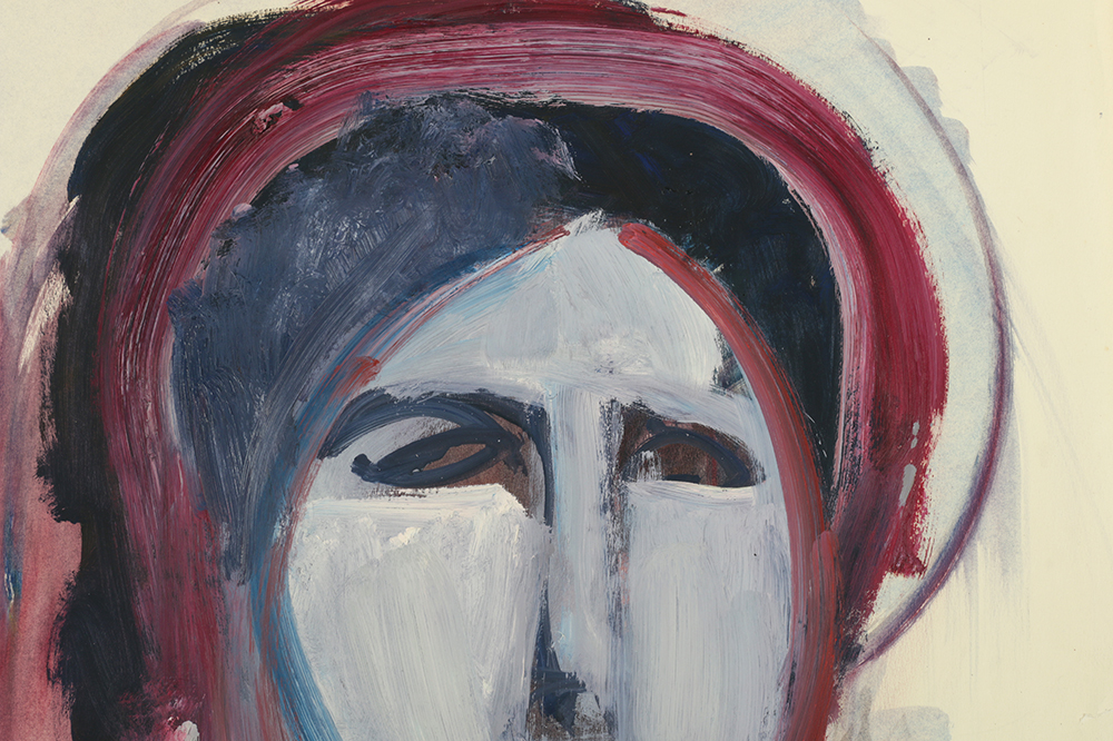 Ronald Ahlström Variety of Acrylic Paintings on Paper of Abstract Portraits