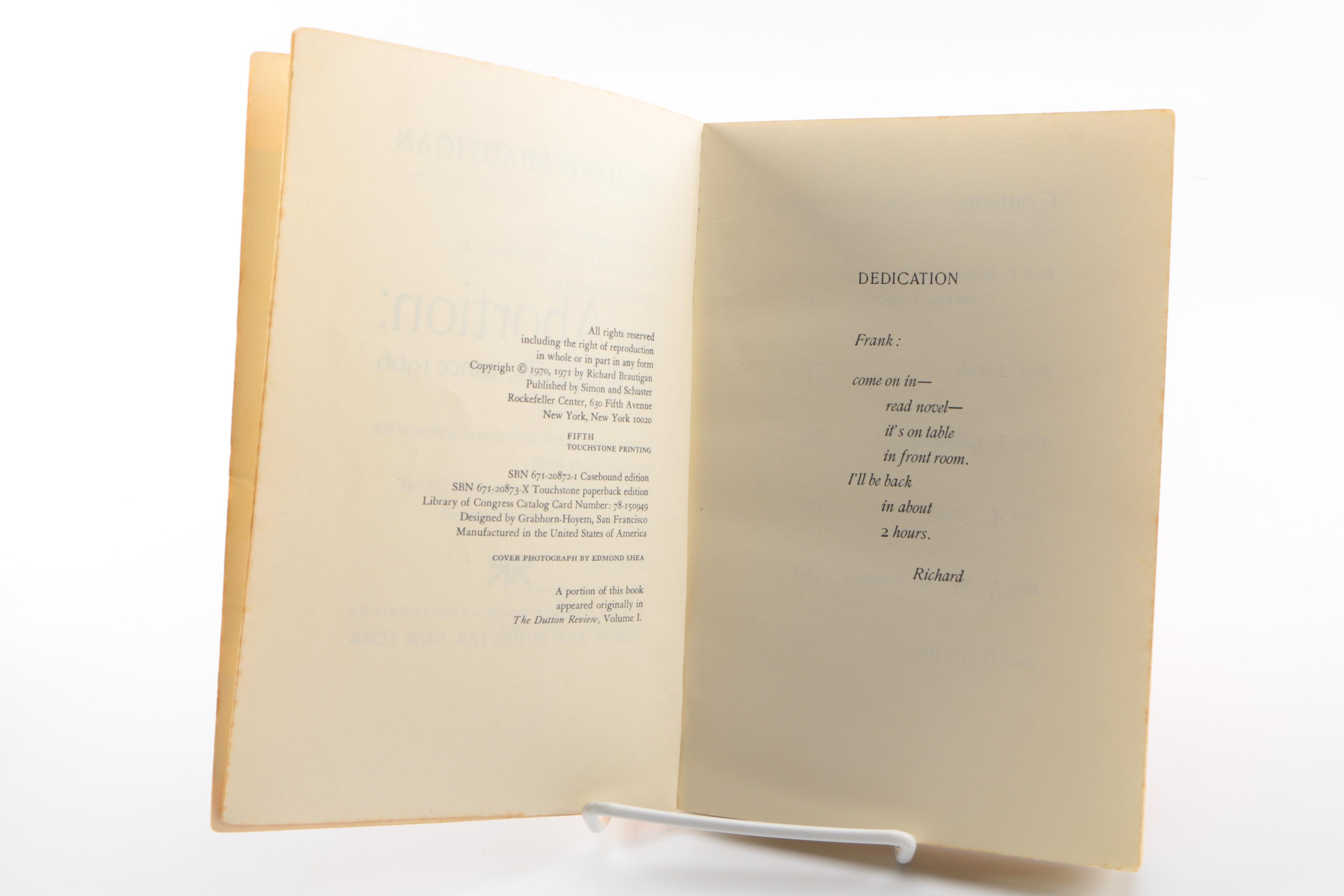 Richard Brautigan Short Stories and Novels