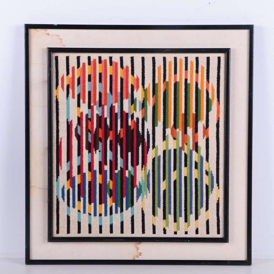 Needlepoint Embroidery after Yaacov Agam's Untitled Kinetic Composition