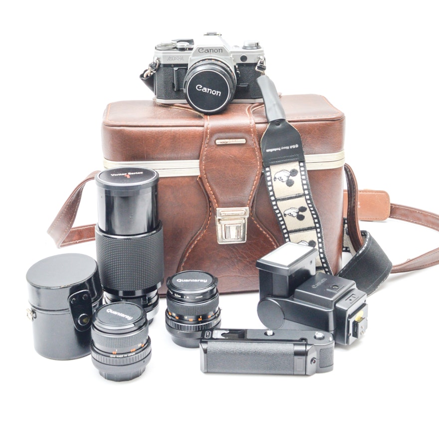Canon AE-1 Camera, Lenses and Case