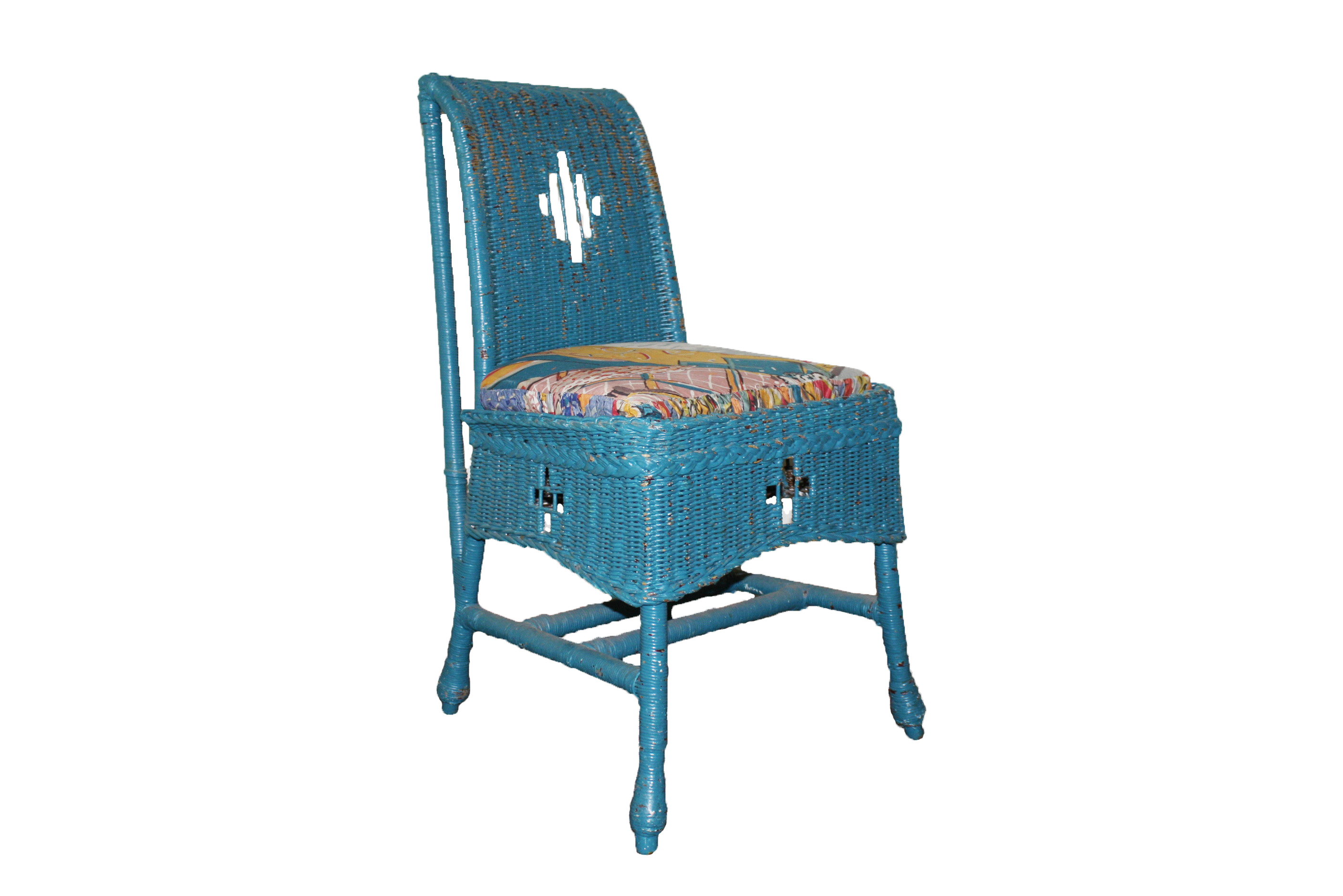Vintage Blue Wicker Chair by Kaltex