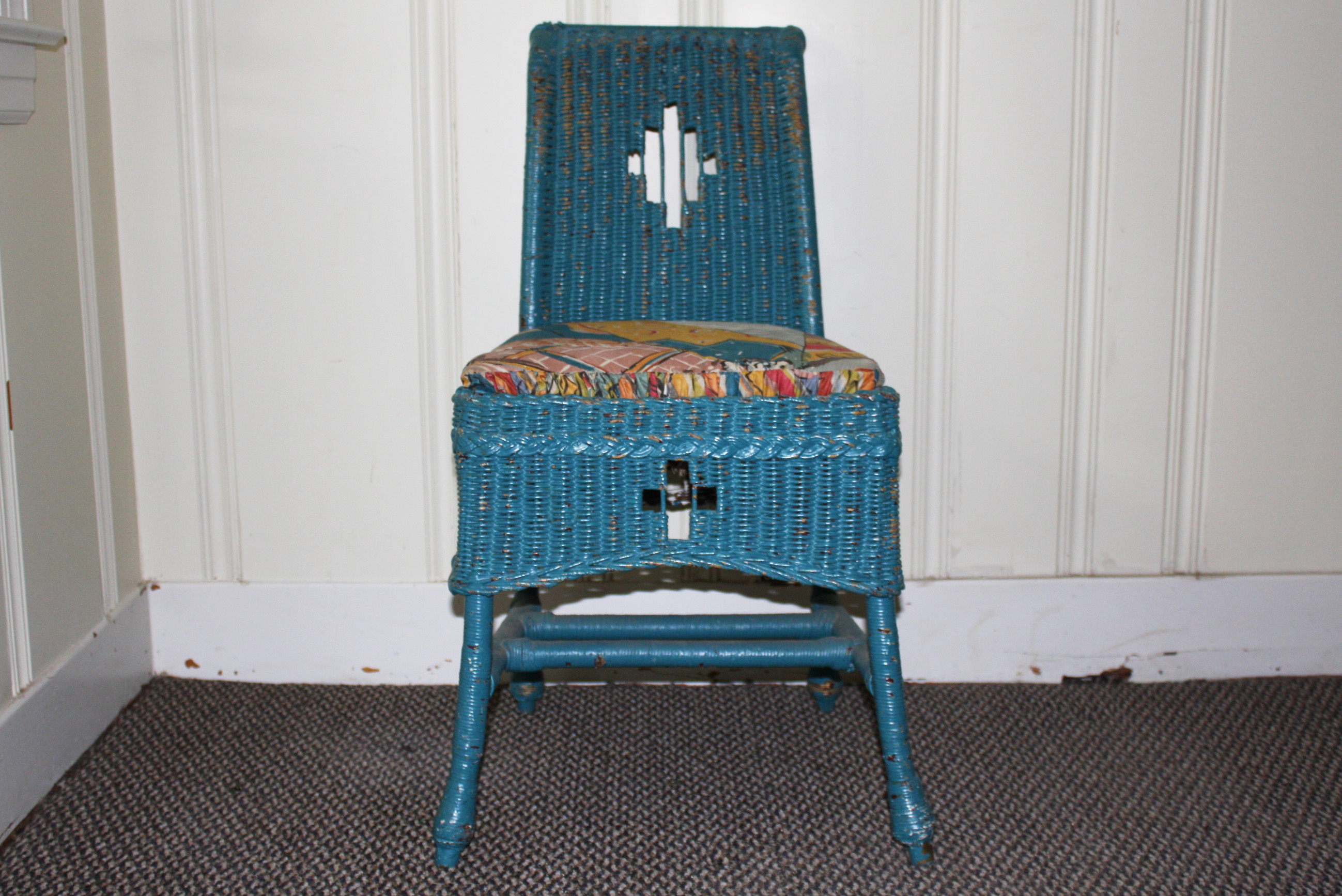 Vintage Blue Wicker Chair by Kaltex