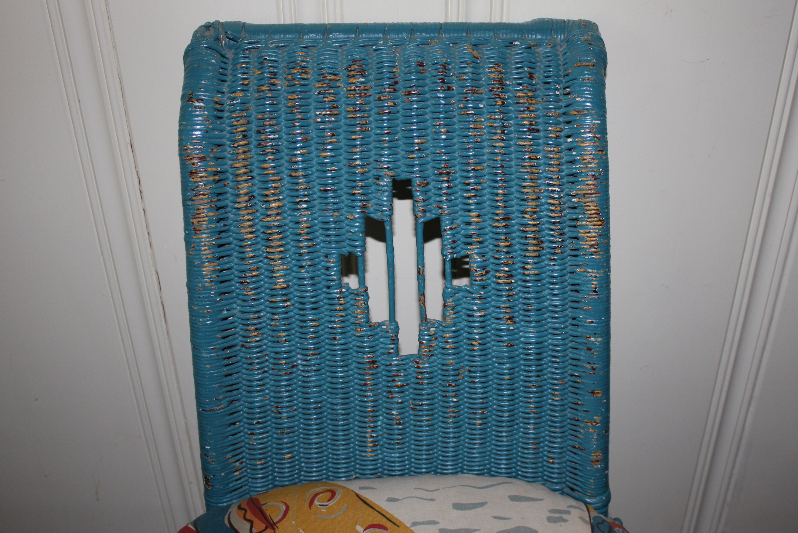 Vintage Blue Wicker Chair by Kaltex