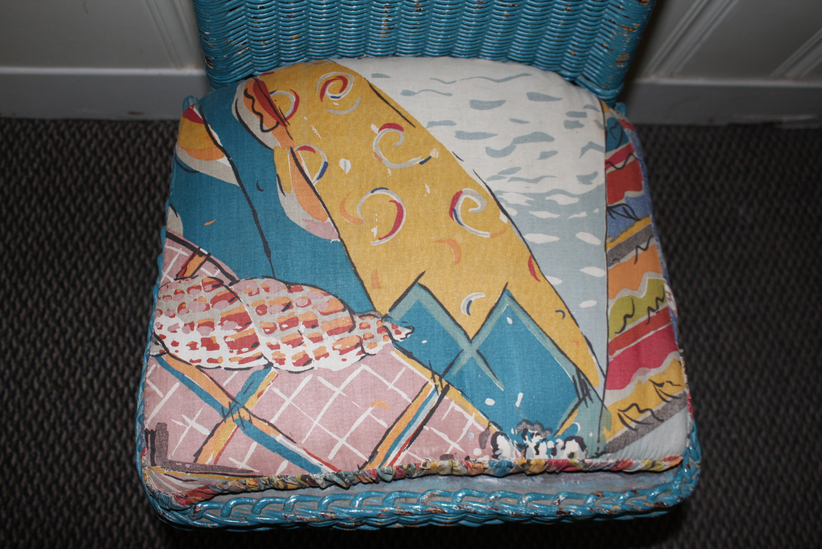 Vintage Blue Wicker Chair by Kaltex