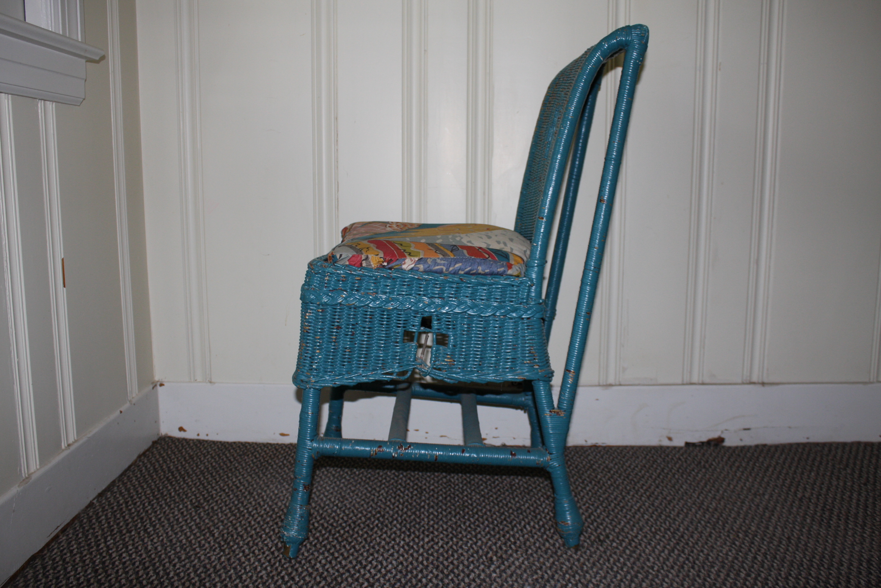 Vintage Blue Wicker Chair by Kaltex