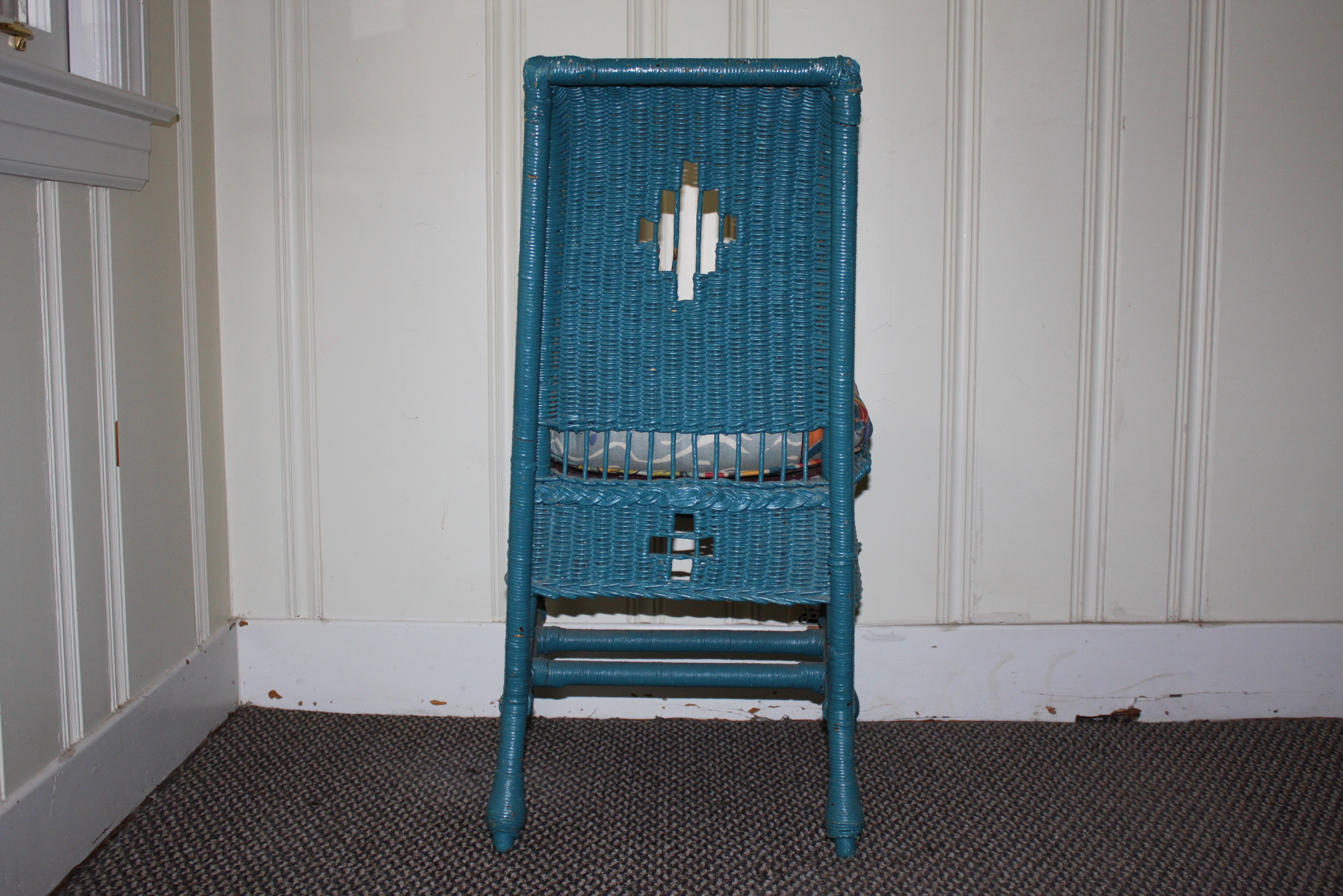 Vintage Blue Wicker Chair by Kaltex