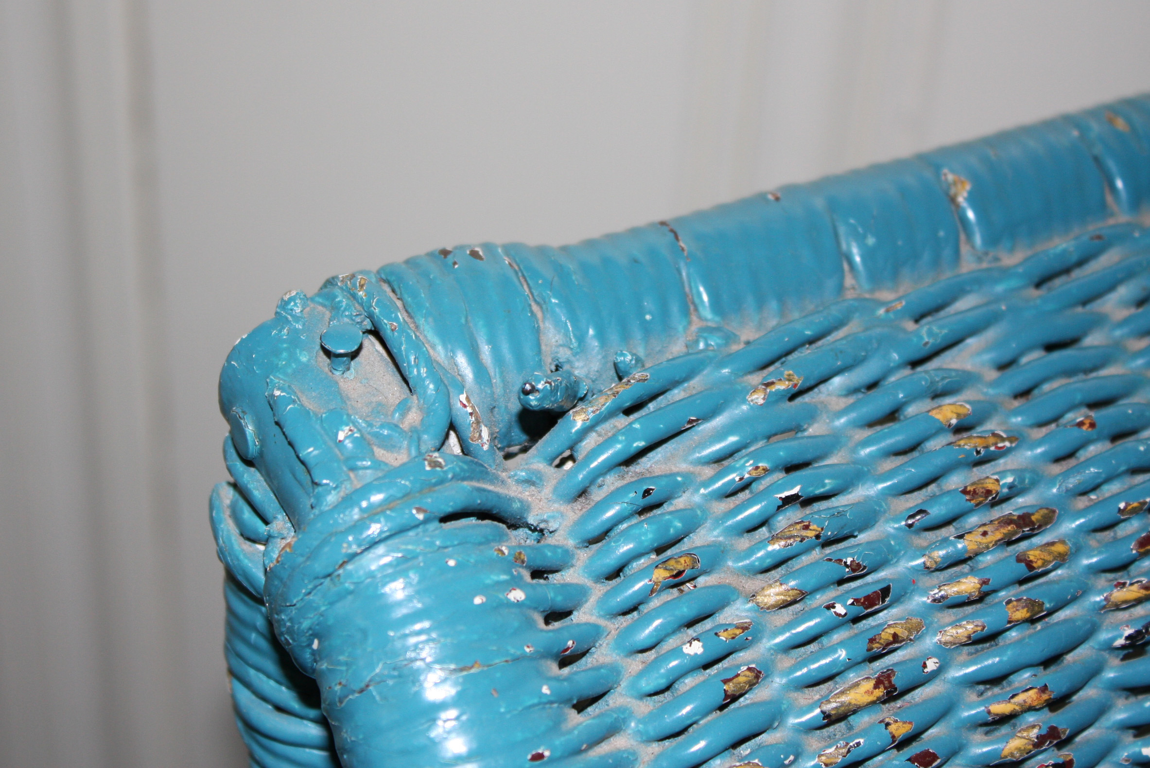 Vintage Blue Wicker Chair by Kaltex