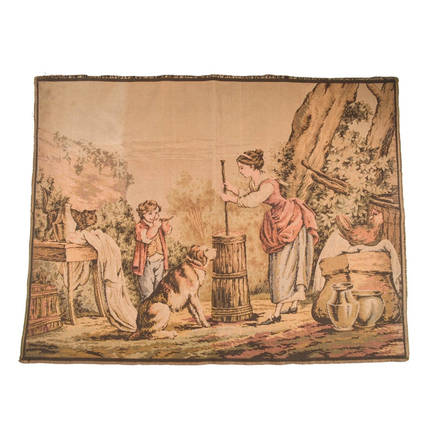 Vintage French Handwoven Tapestry
