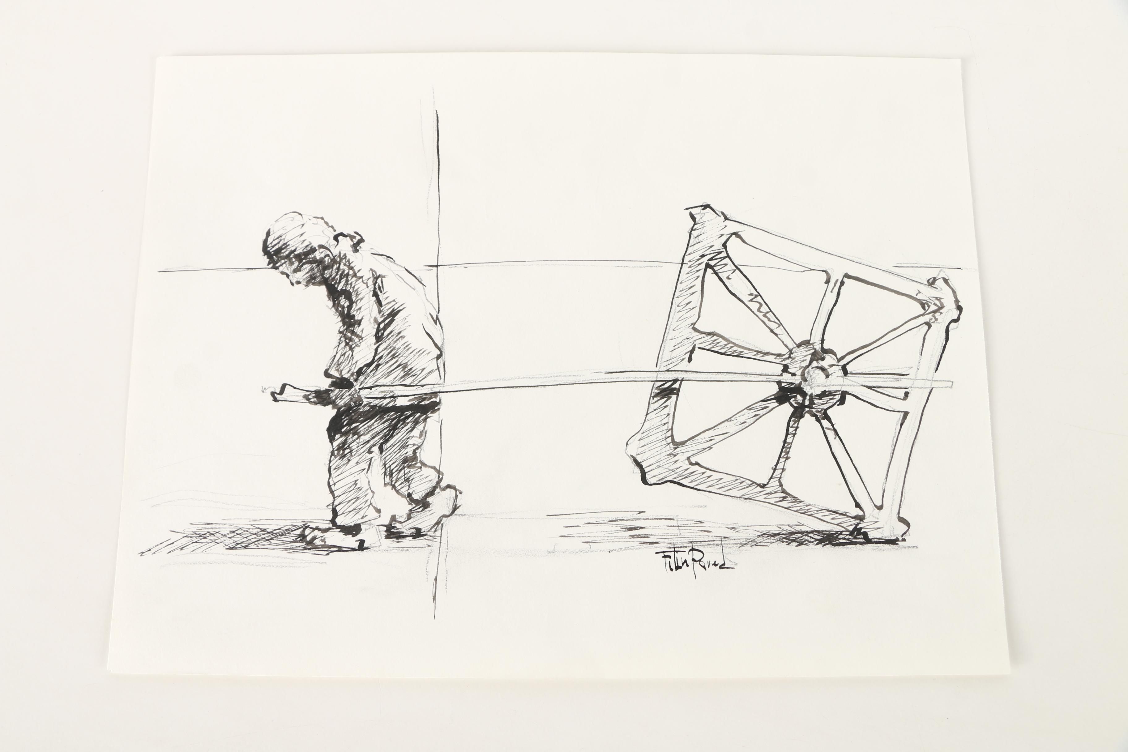 Pavel Filin Figural Drawings in Ink, Charcoal, and Graphite