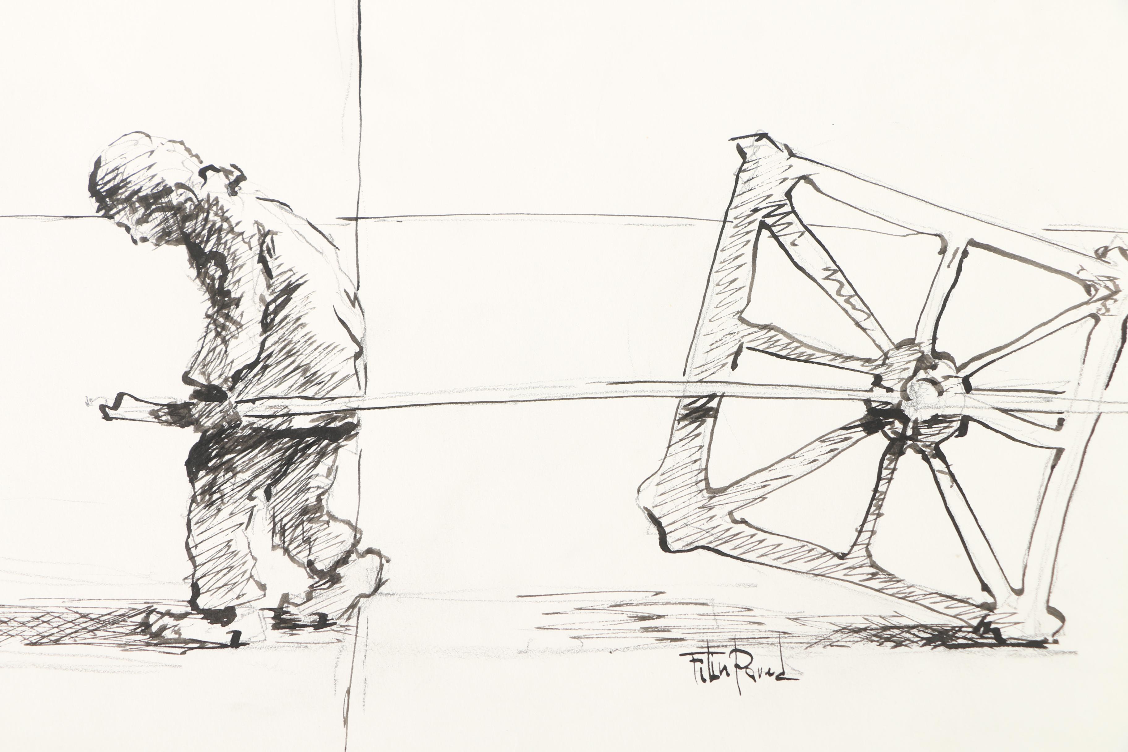 Pavel Filin Figural Drawings in Ink, Charcoal, and Graphite