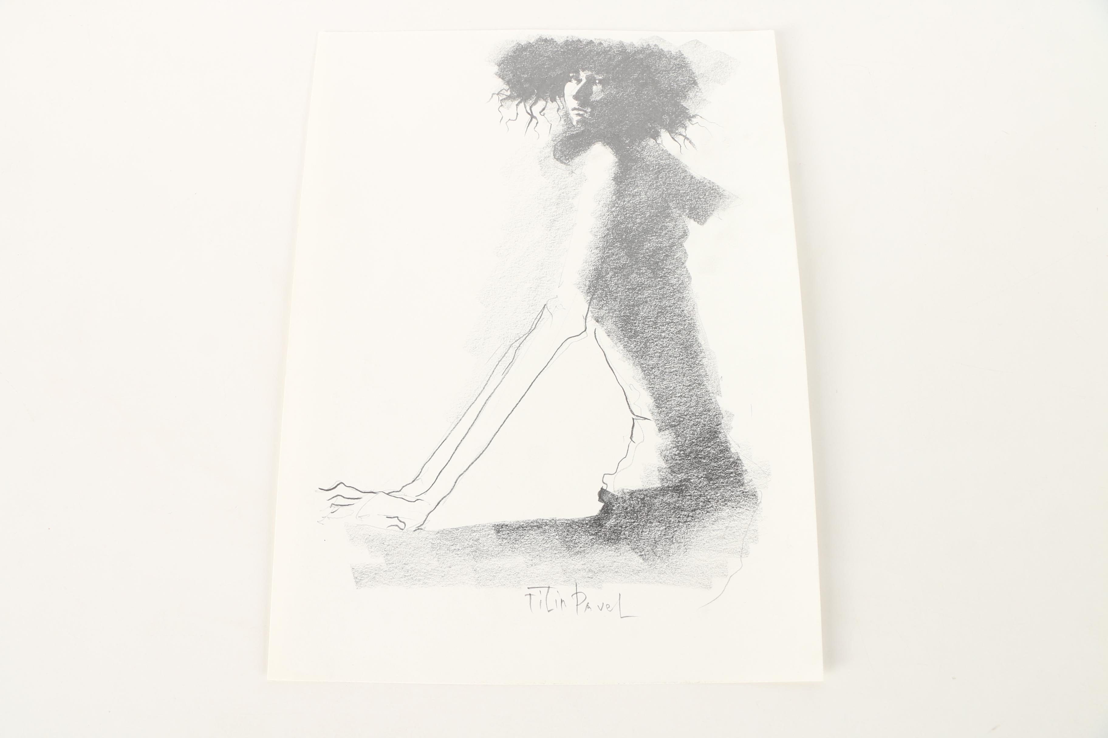 Pavel Filin Figural Drawings in Ink, Charcoal, and Graphite