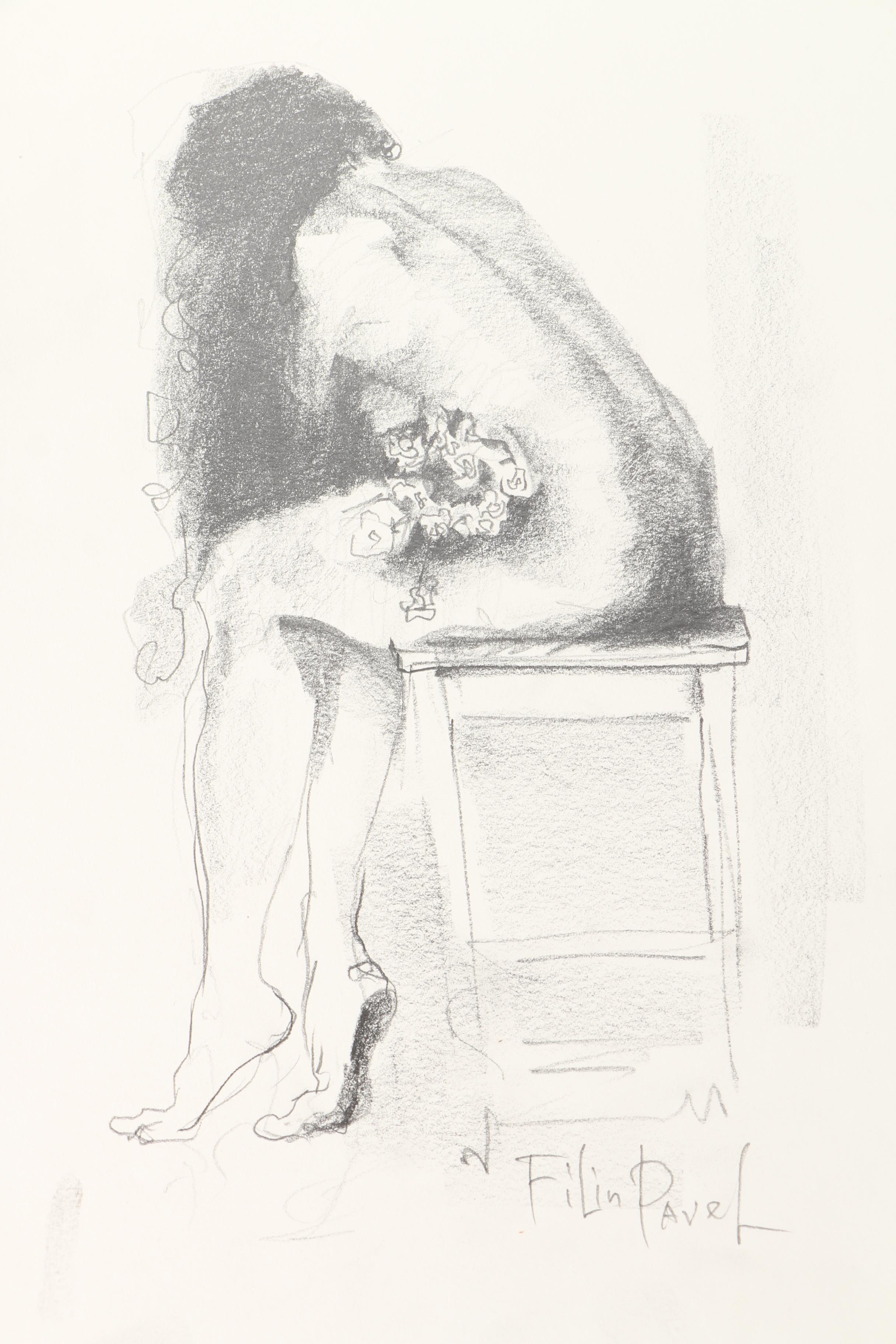 Pavel Filin Figural Drawings in Ink, Charcoal, and Graphite