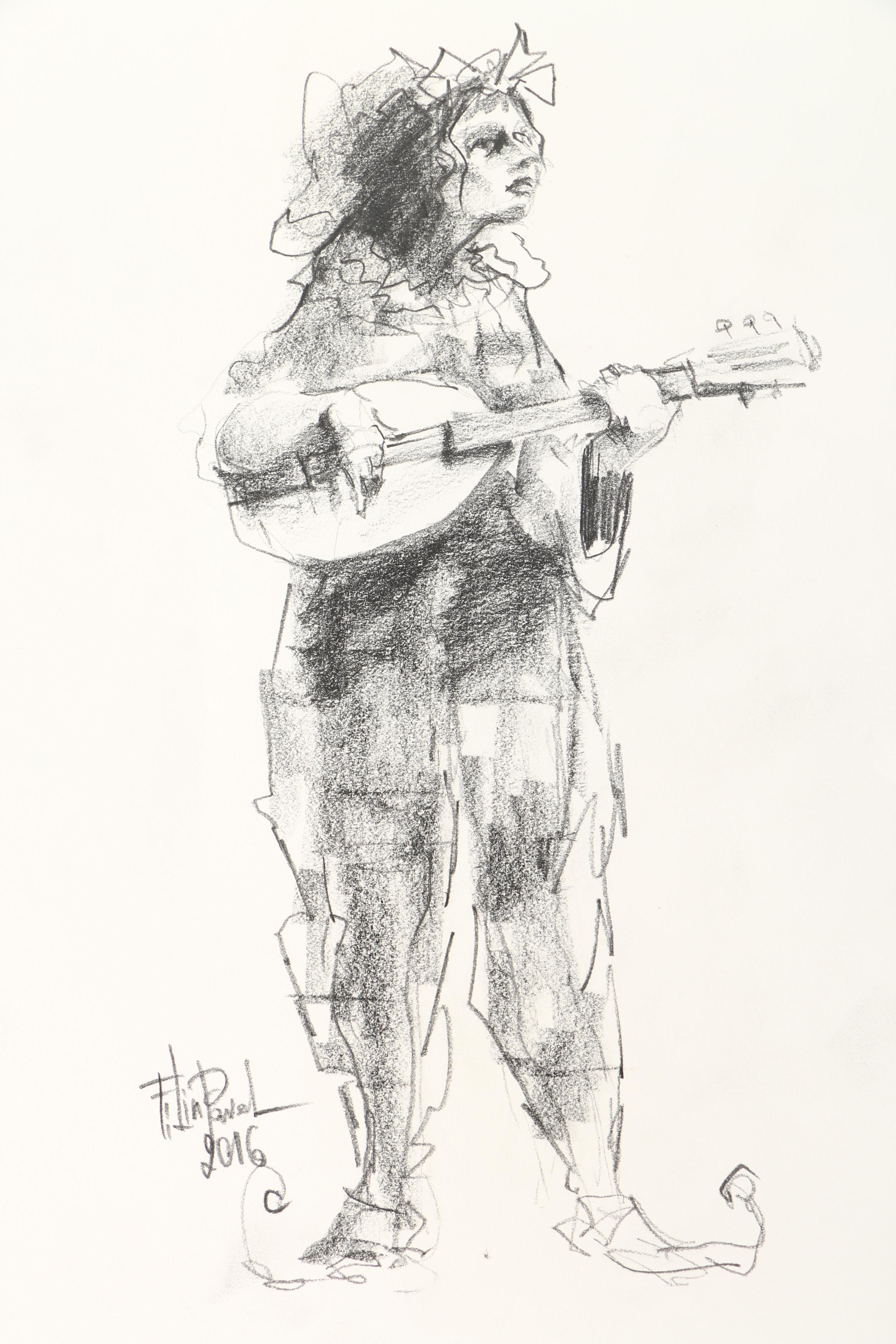 Pavel Filin Figural Drawings in Ink, Charcoal, and Graphite