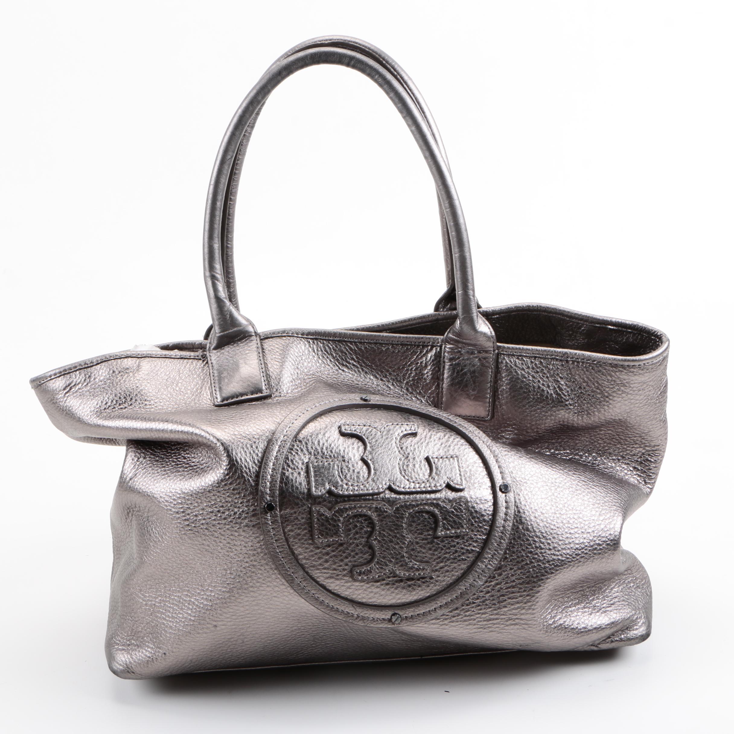 Tory Burch Metallic Silver Leather Tote
