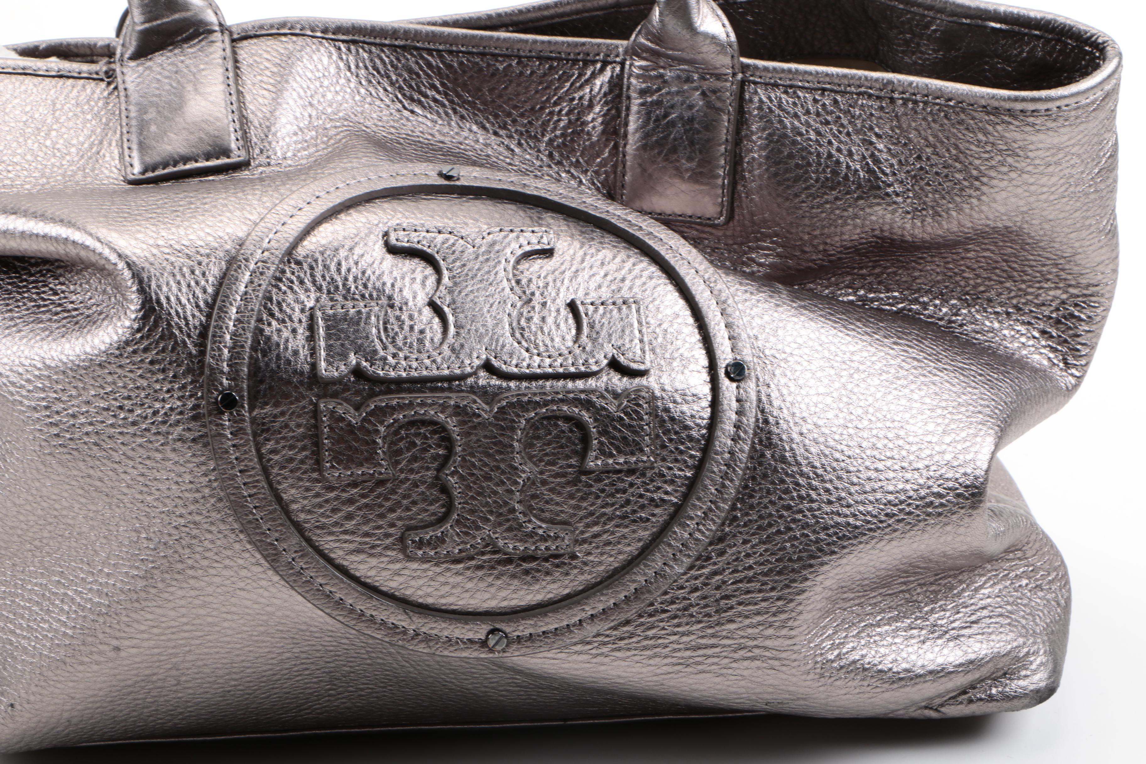 Tory Burch Metallic Silver Leather Tote