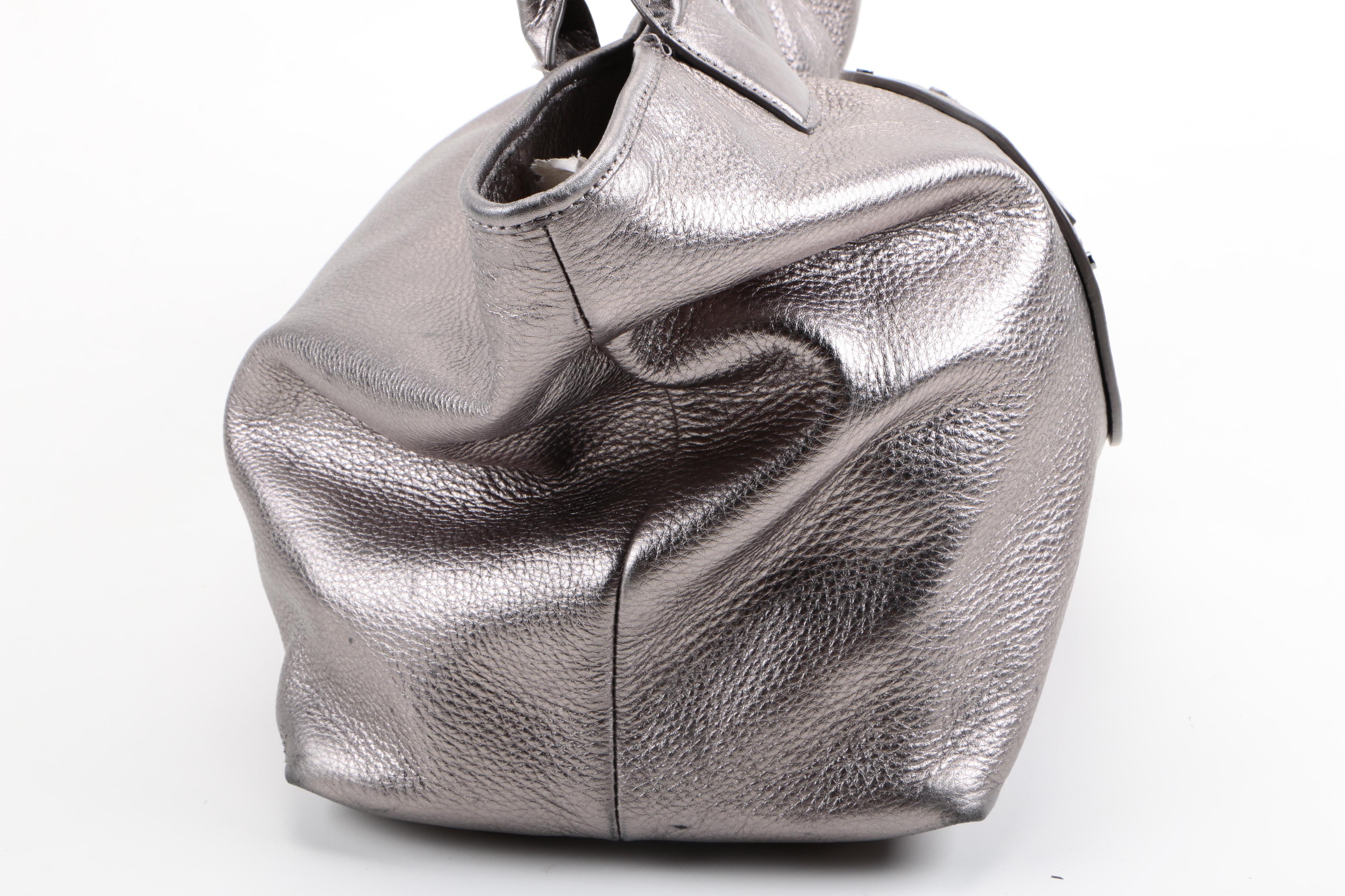 Tory Burch Metallic Silver Leather Tote