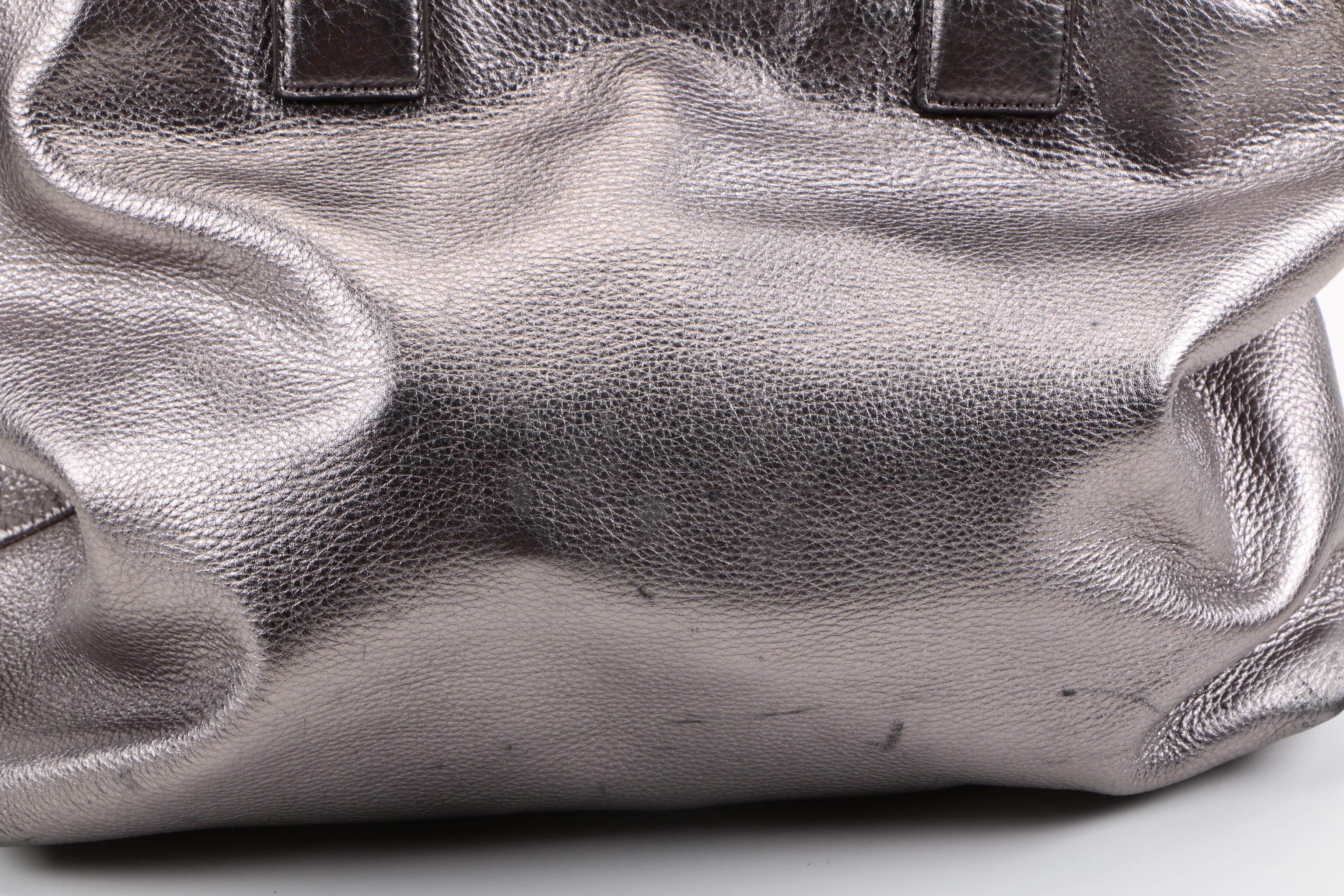 Tory Burch Metallic Silver Leather Tote