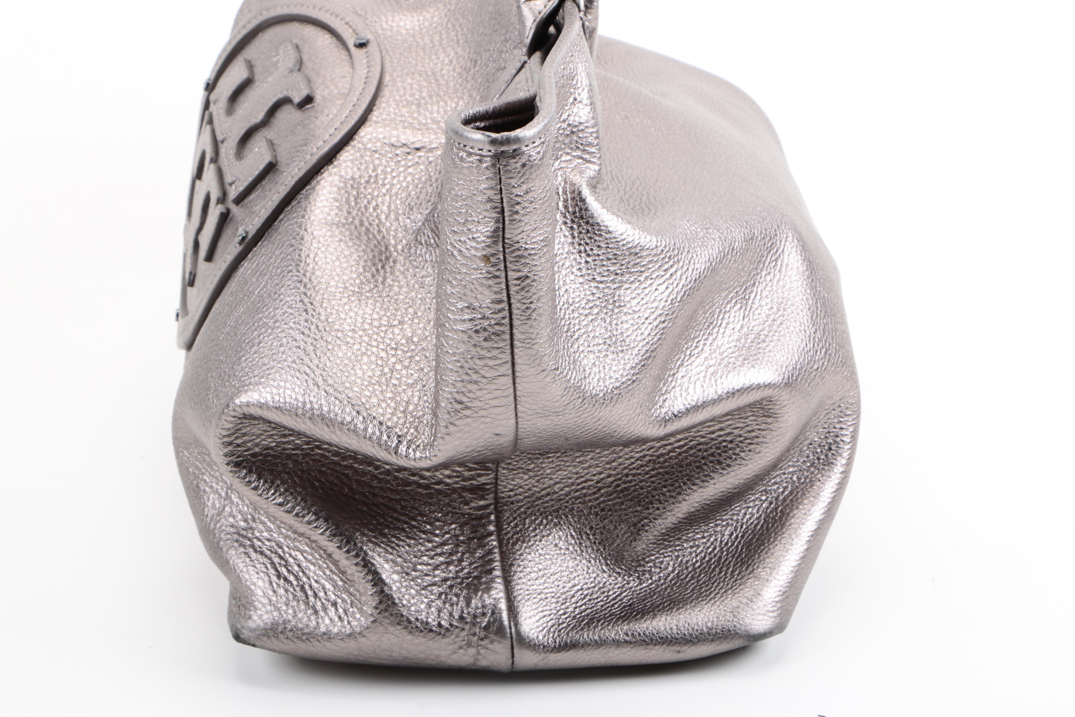 Tory Burch Metallic Silver Leather Tote