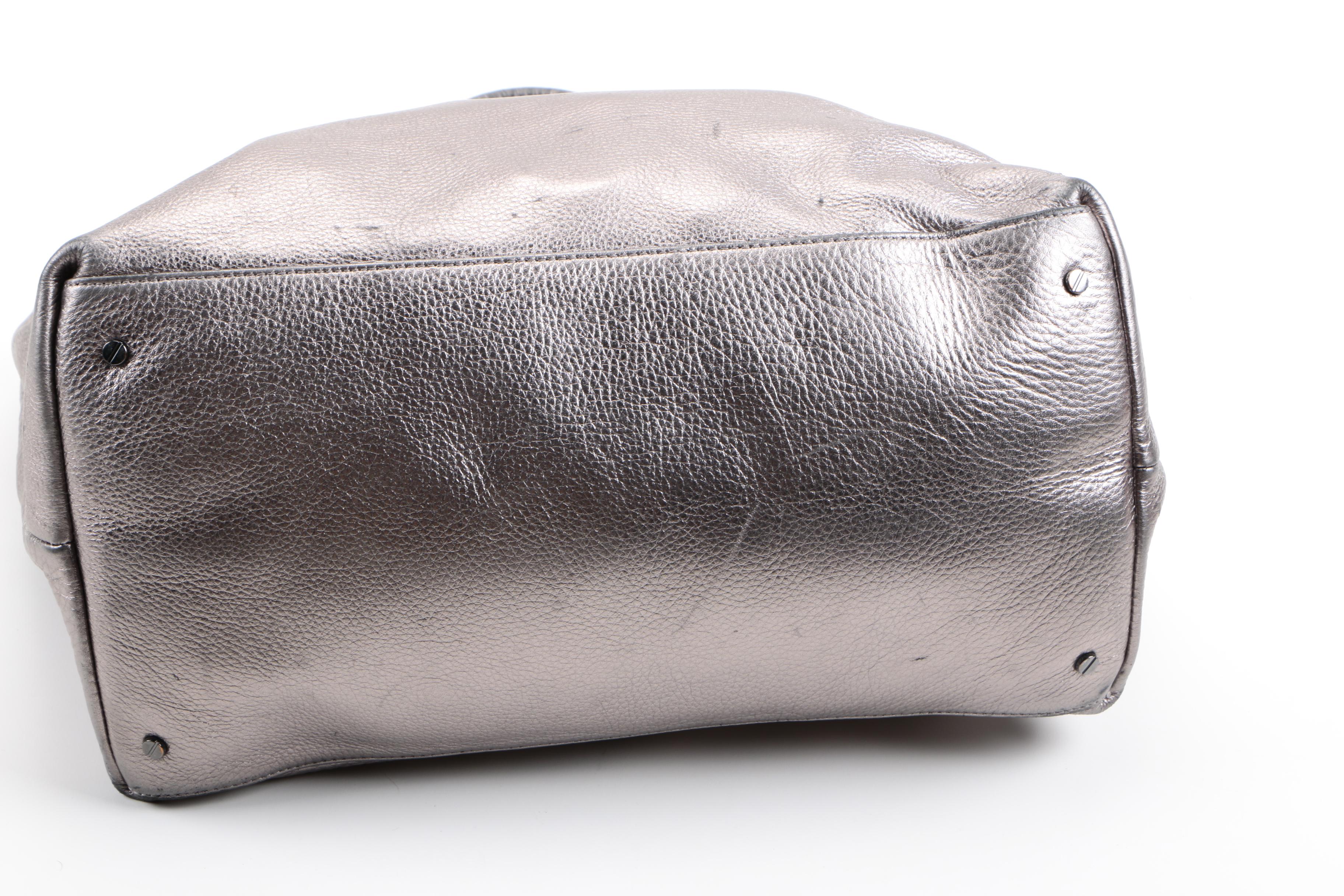 Tory Burch Metallic Silver Leather Tote