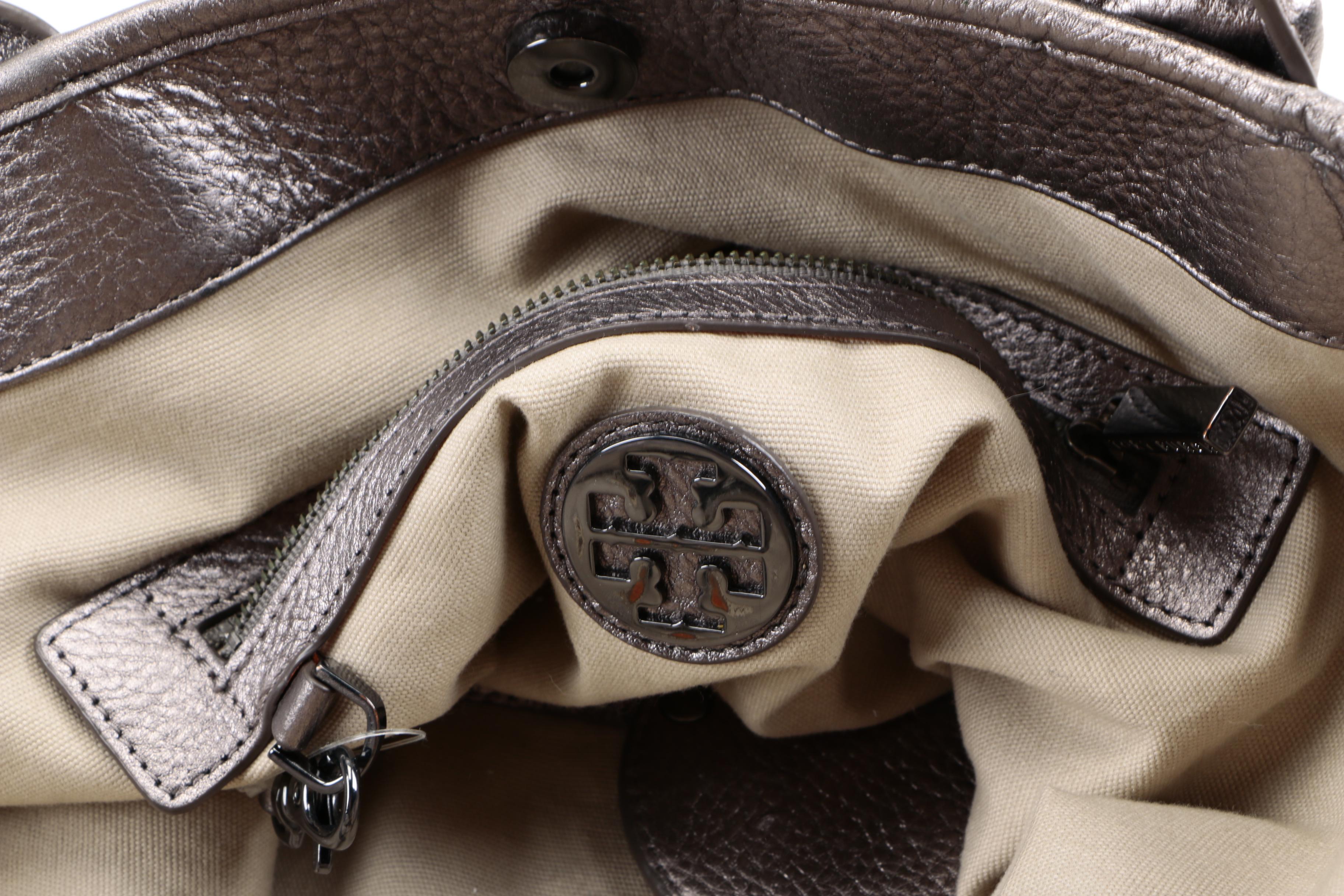 Tory Burch Metallic Silver Leather Tote