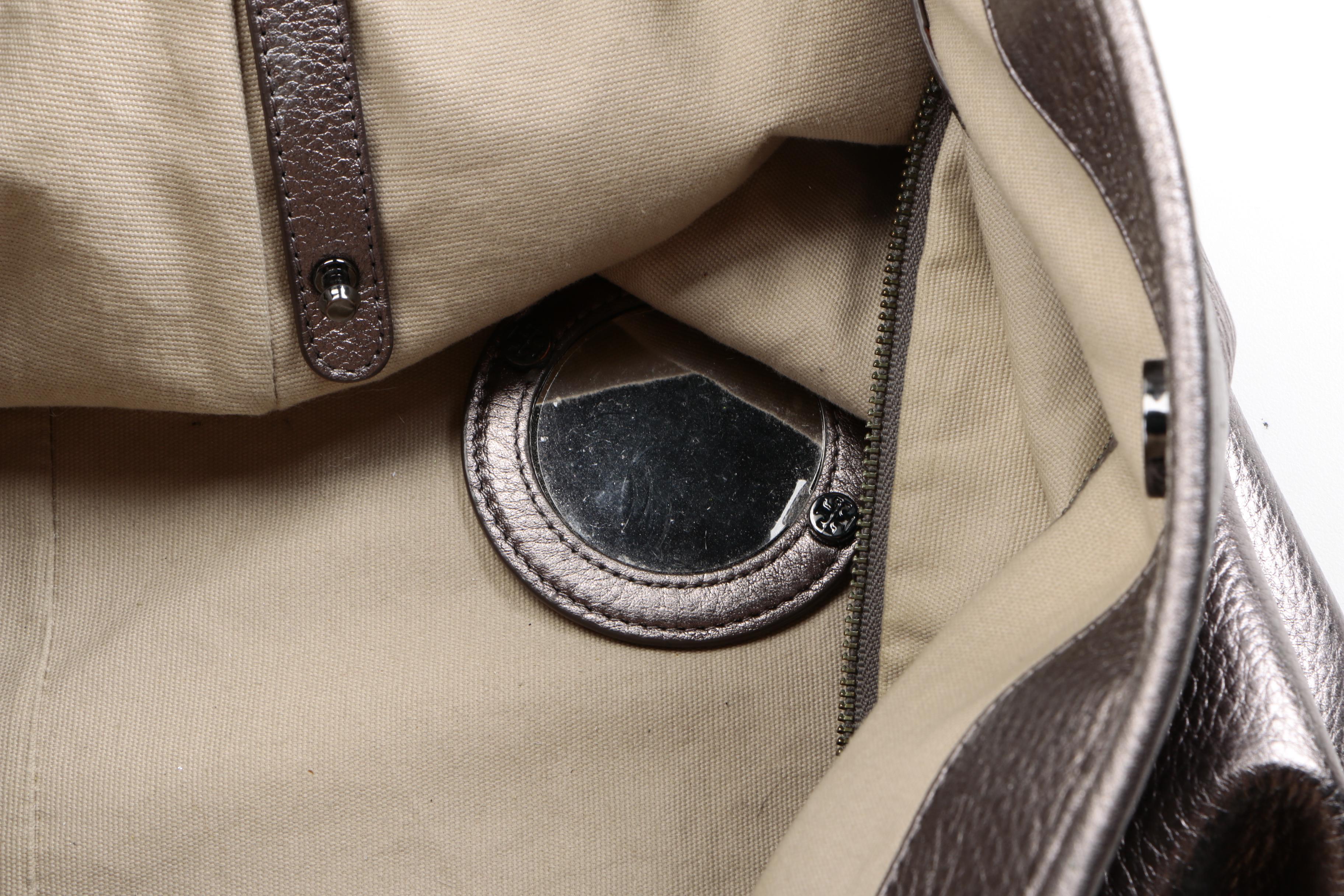 Tory Burch Metallic Silver Leather Tote