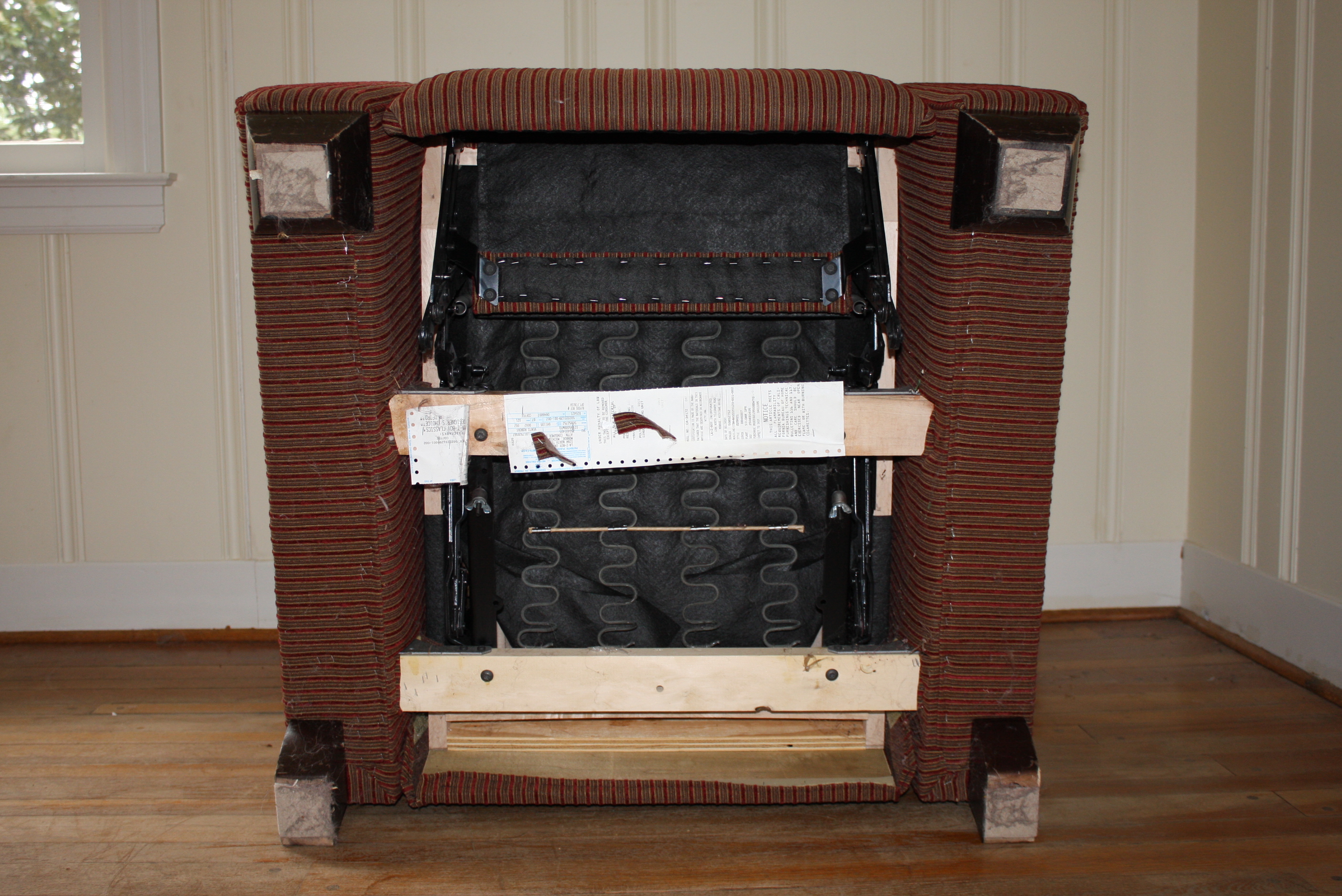 Red Striped Club Chair Recliner by La-Z-Boy