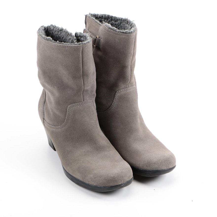 Women's Clarks Gray Suede Boots