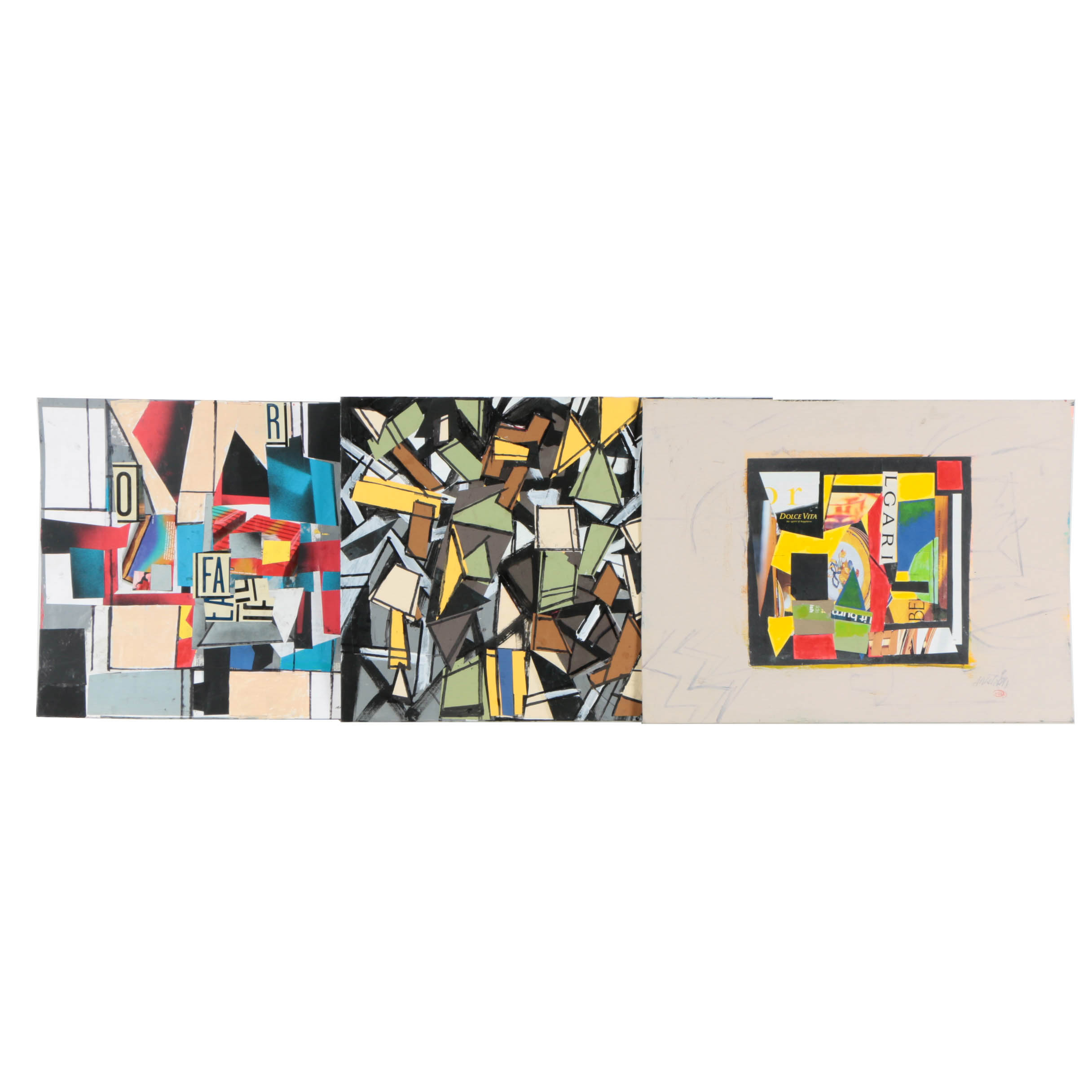 Assortment of Ronald Ahlström Mix Media Collage on Board