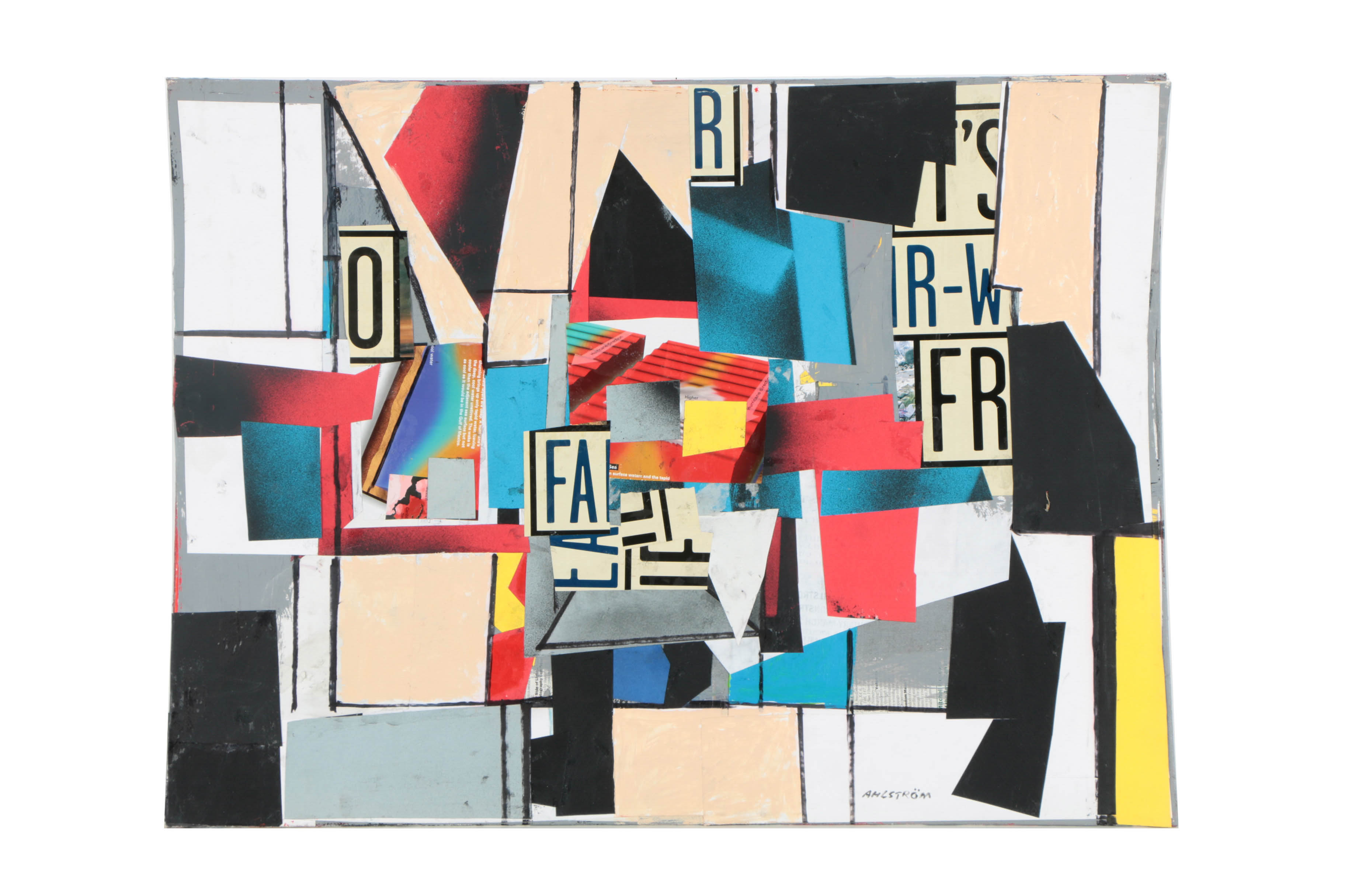 Assortment of Ronald Ahlström Mix Media Collage on Board