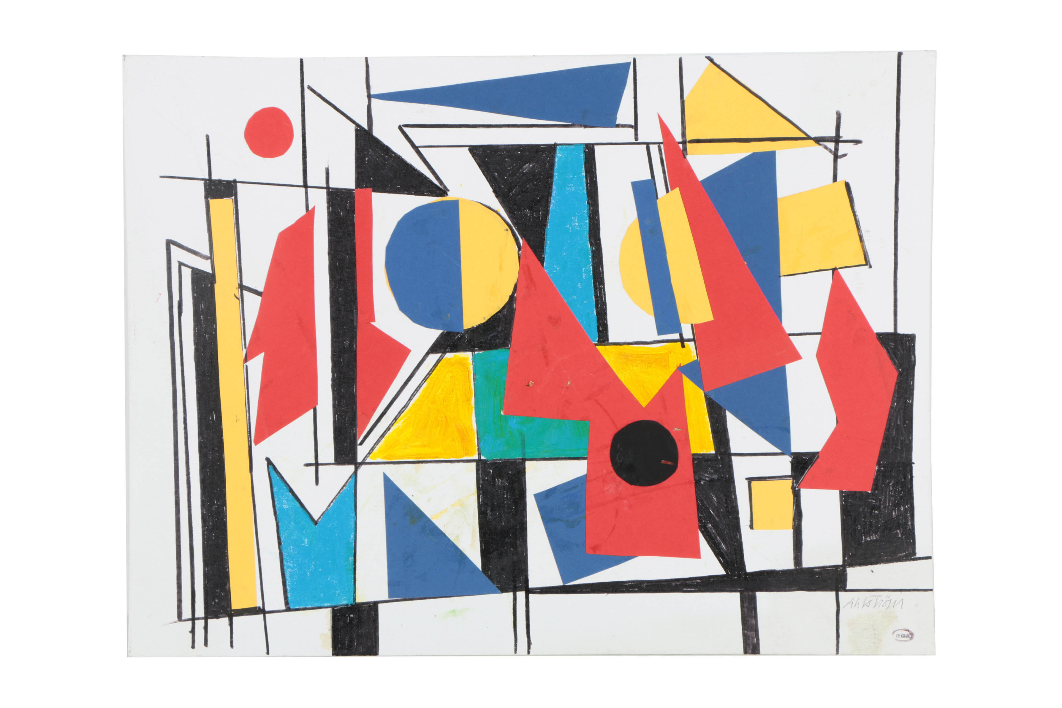 Assortment of Ronald Ahlström Mix Media Collage on Board